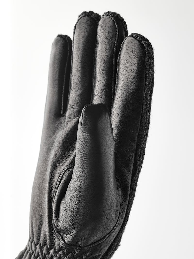 Black machine-sewn hairsheep leather glove with black ribbed wool back
 (2 of 5)