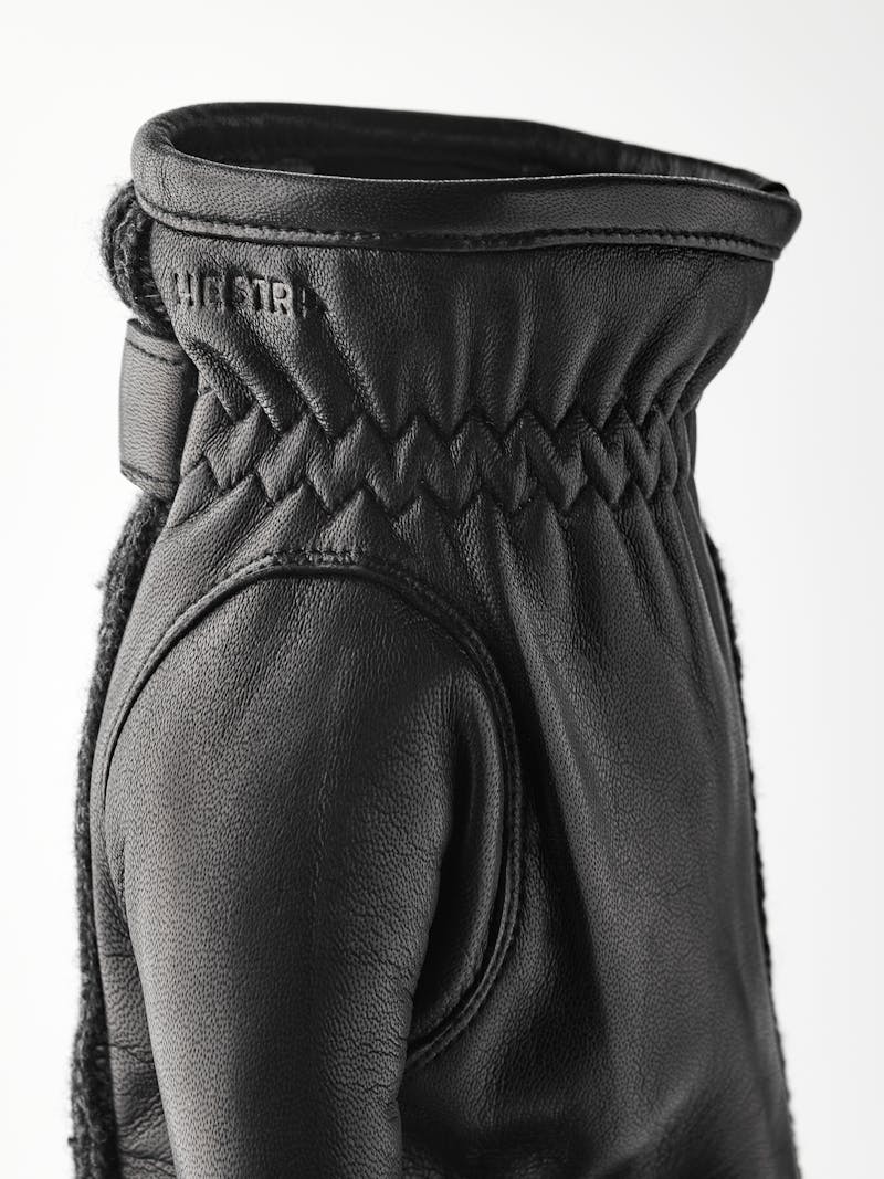 Black machine-sewn hairsheep leather glove with black ribbed wool back
 (5 of 5)