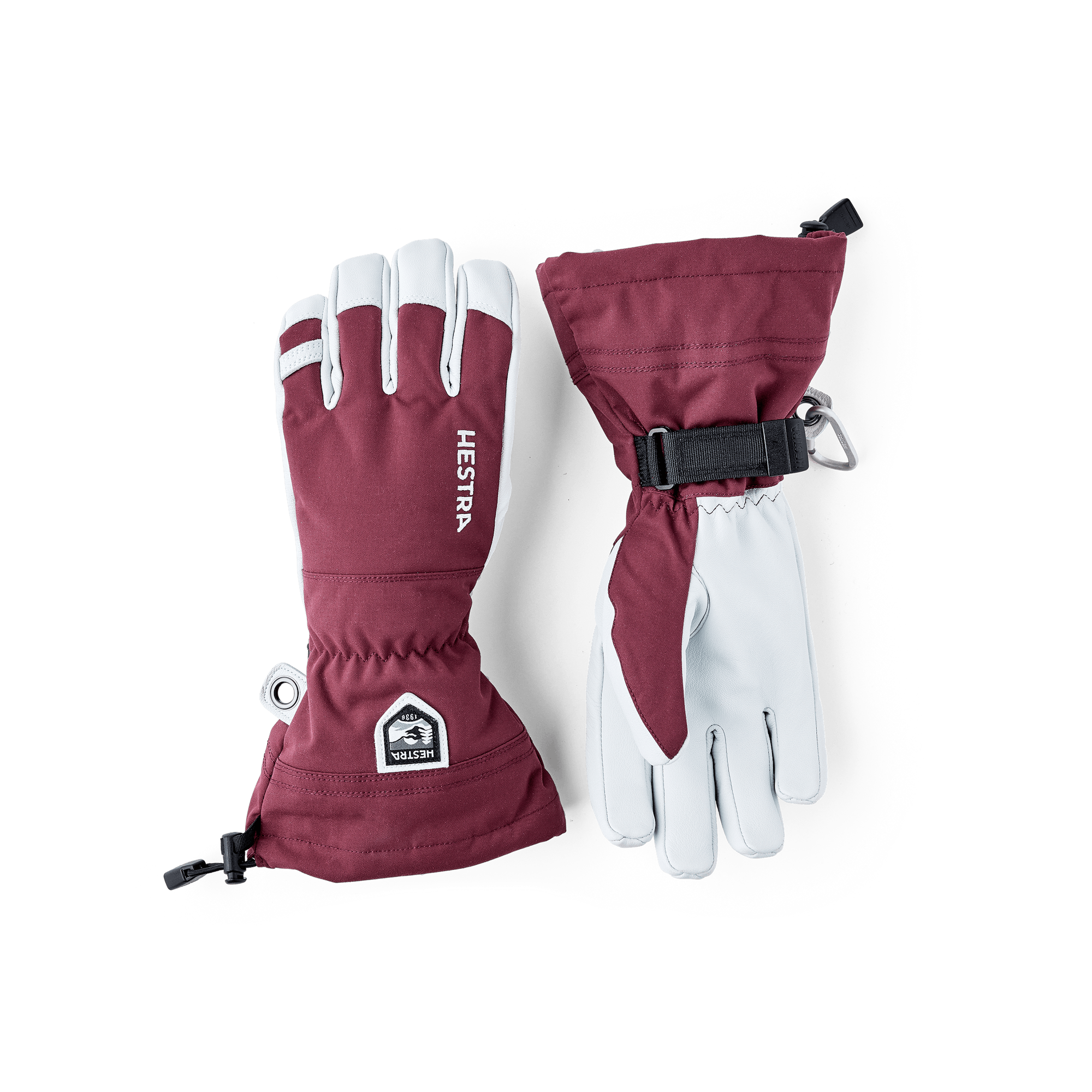 Bordeauxroter Skihandschuh mit weißem Ziegenleder an der Innenhand
(1 oder 8)