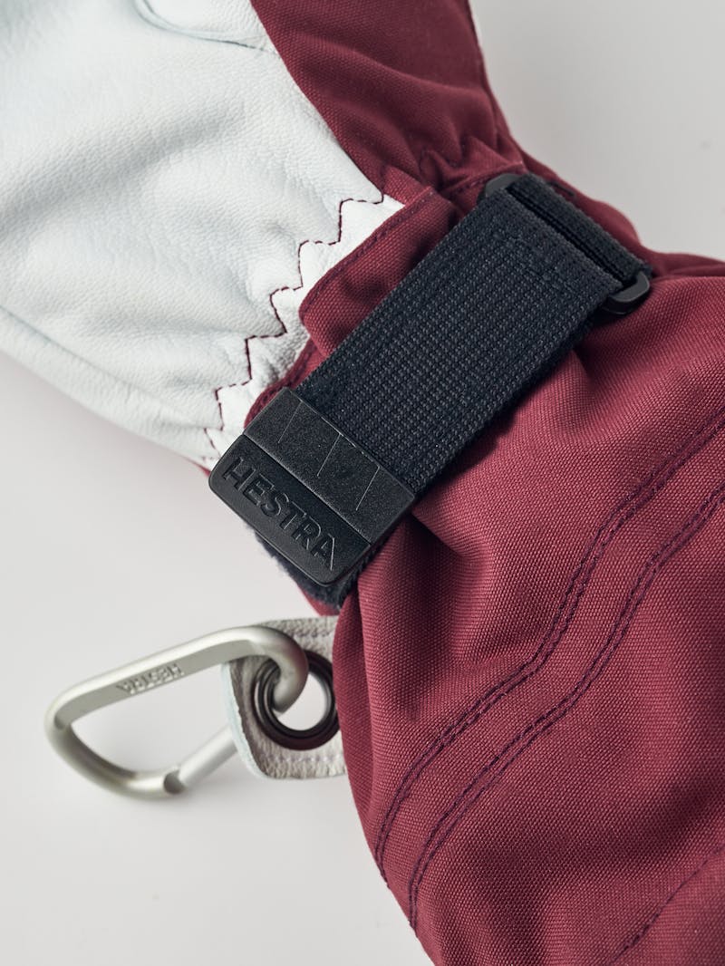 Wine red ski glove with white goat leather palm
 (6 of 8)