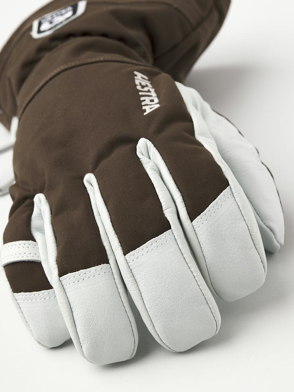 Dark brown ski glove with white goat leather palm
 (4 of 8)