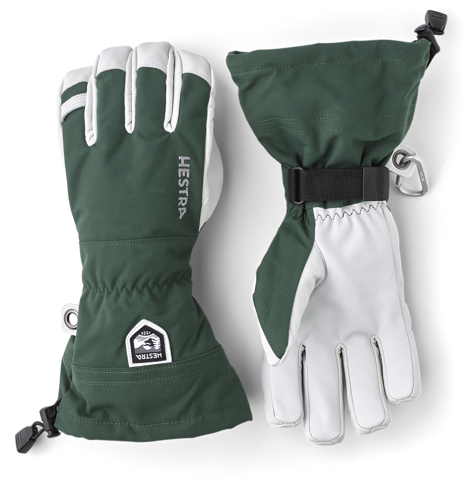 Hestra Army Leather Heli Ski and Snowboard Mitten Unisex Green 