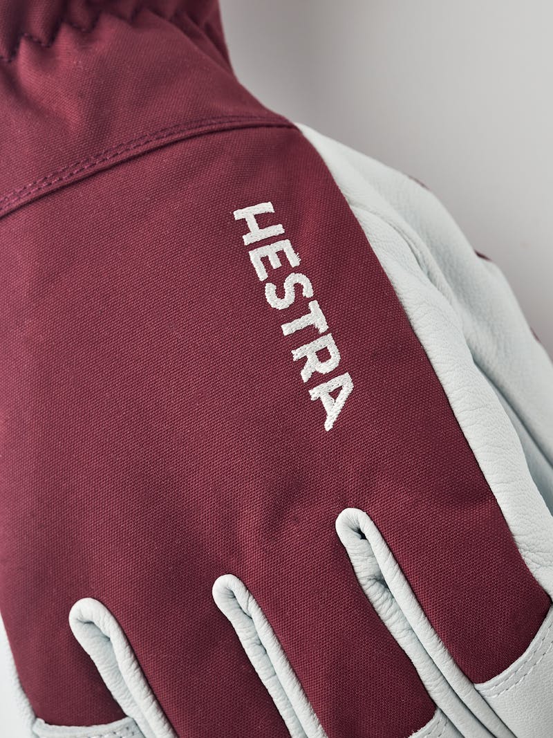 Wine red ski glove with white goat leather palm
 (5 of 8)