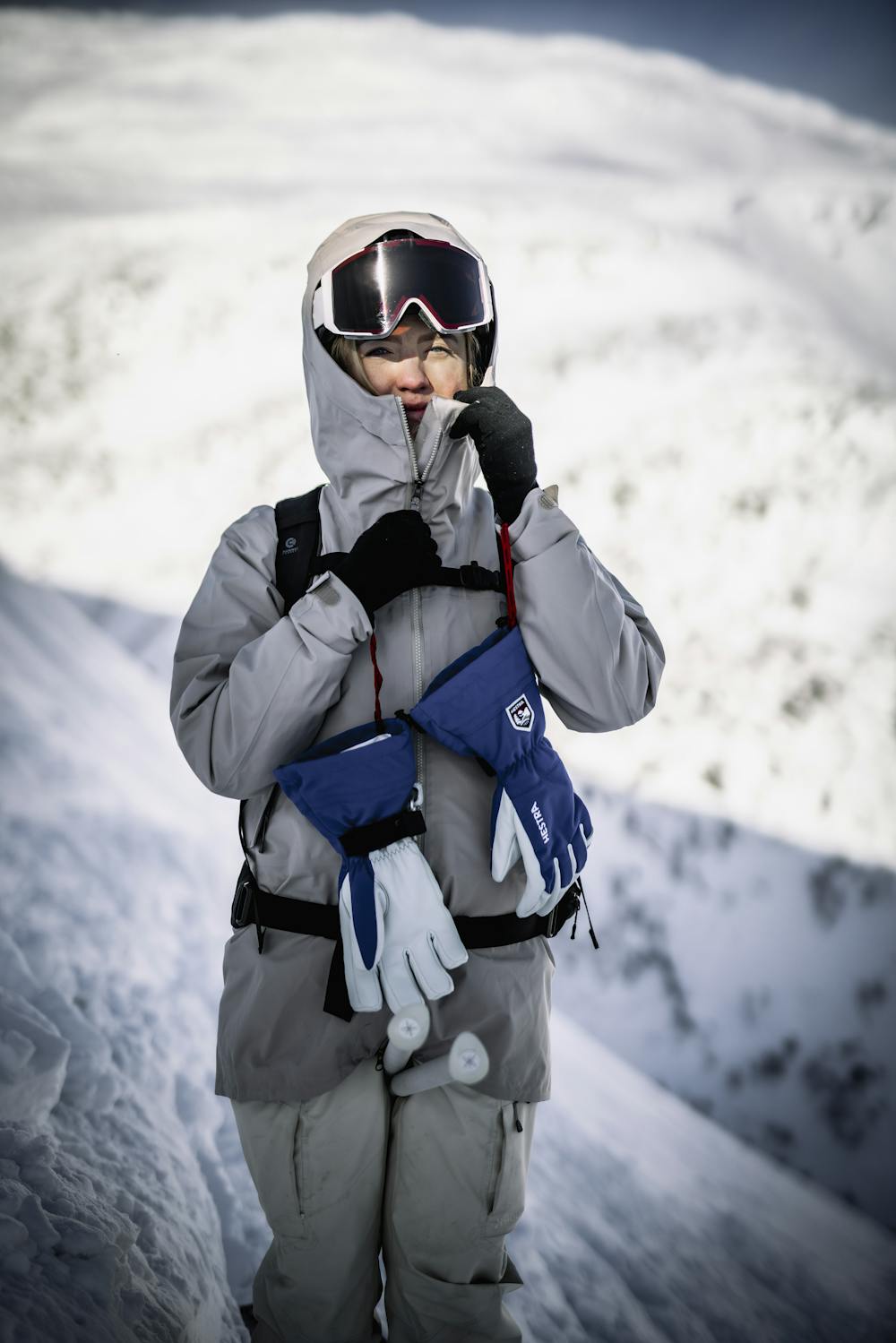 Blue ski glove with white goat leather palm
 (12 of 13)