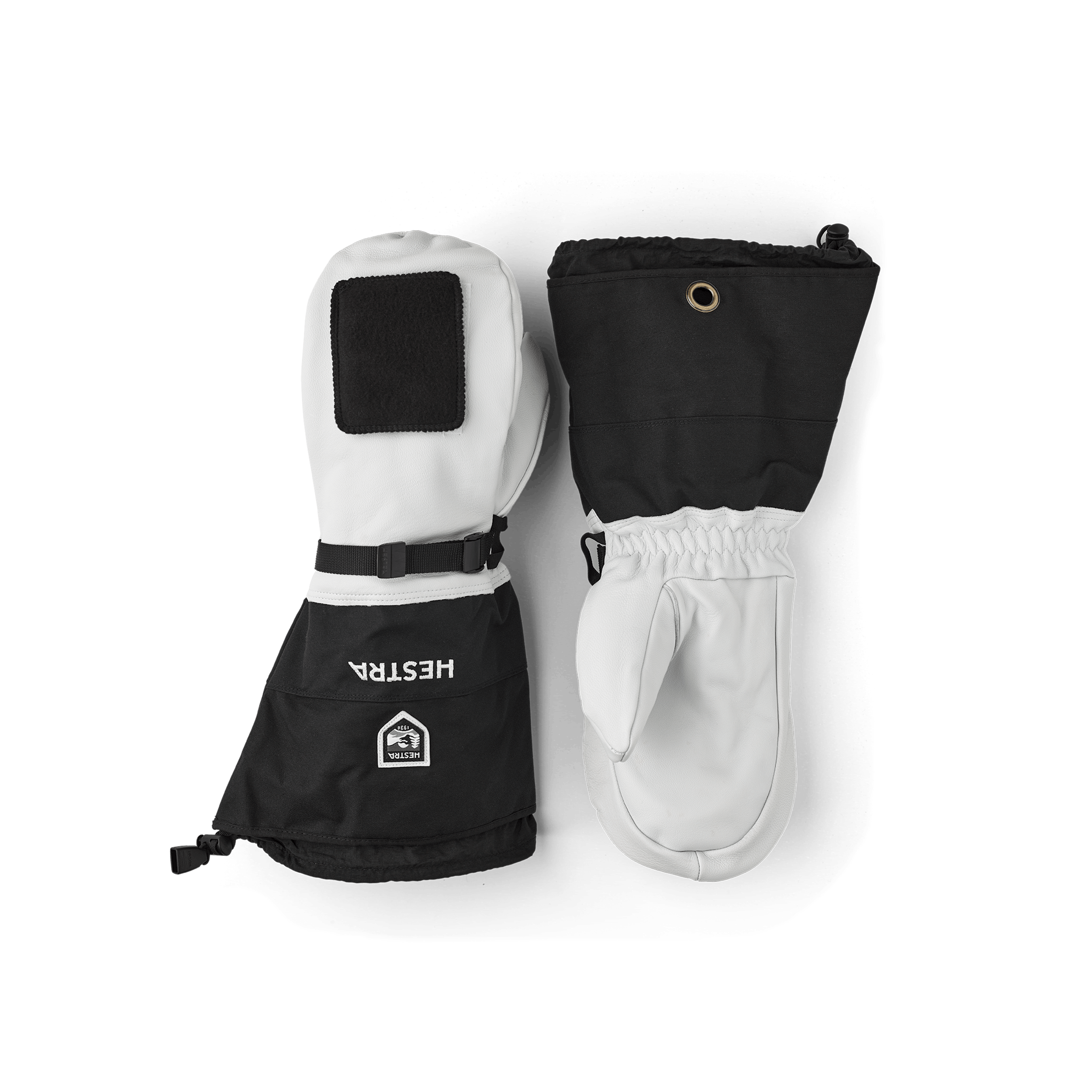 Schwarz-grauer Fausthandschuh aus Ziegenleder und Segeltuch (1 oder 5)