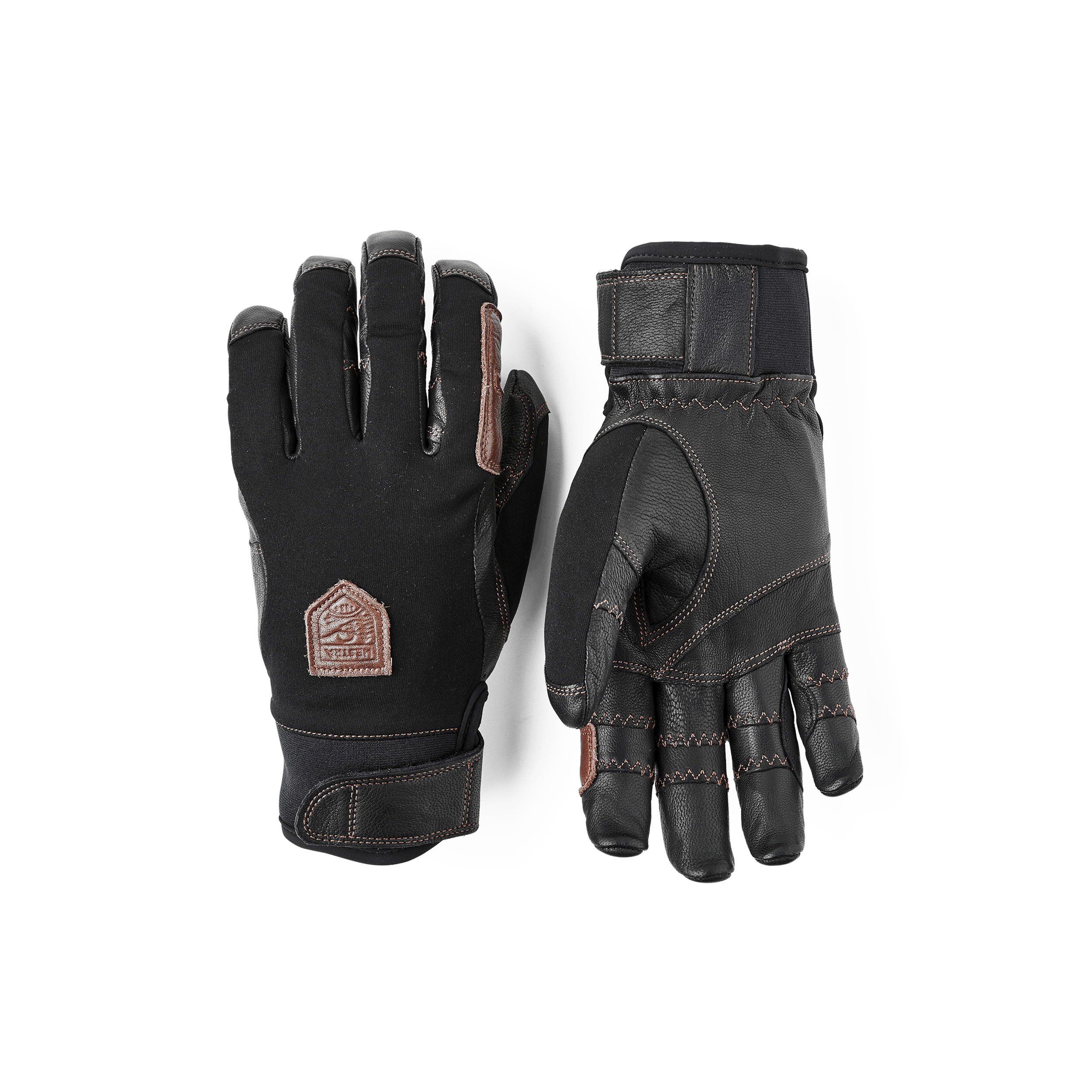 Black fabric riding glove with goat leather palm with touch function (1 of 6)