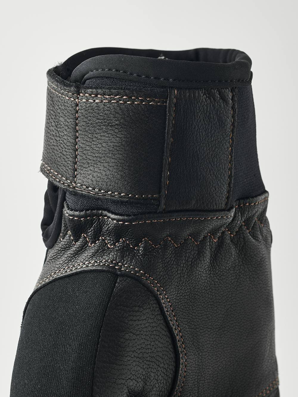 Black fabric riding glove with goat leather palm with touch function (3 of 6)