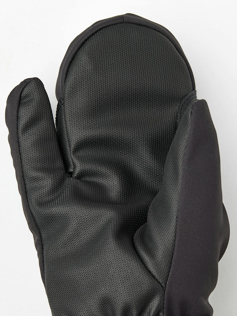 Black fabric three finger glove with synthetic suede palm (2 of 4)