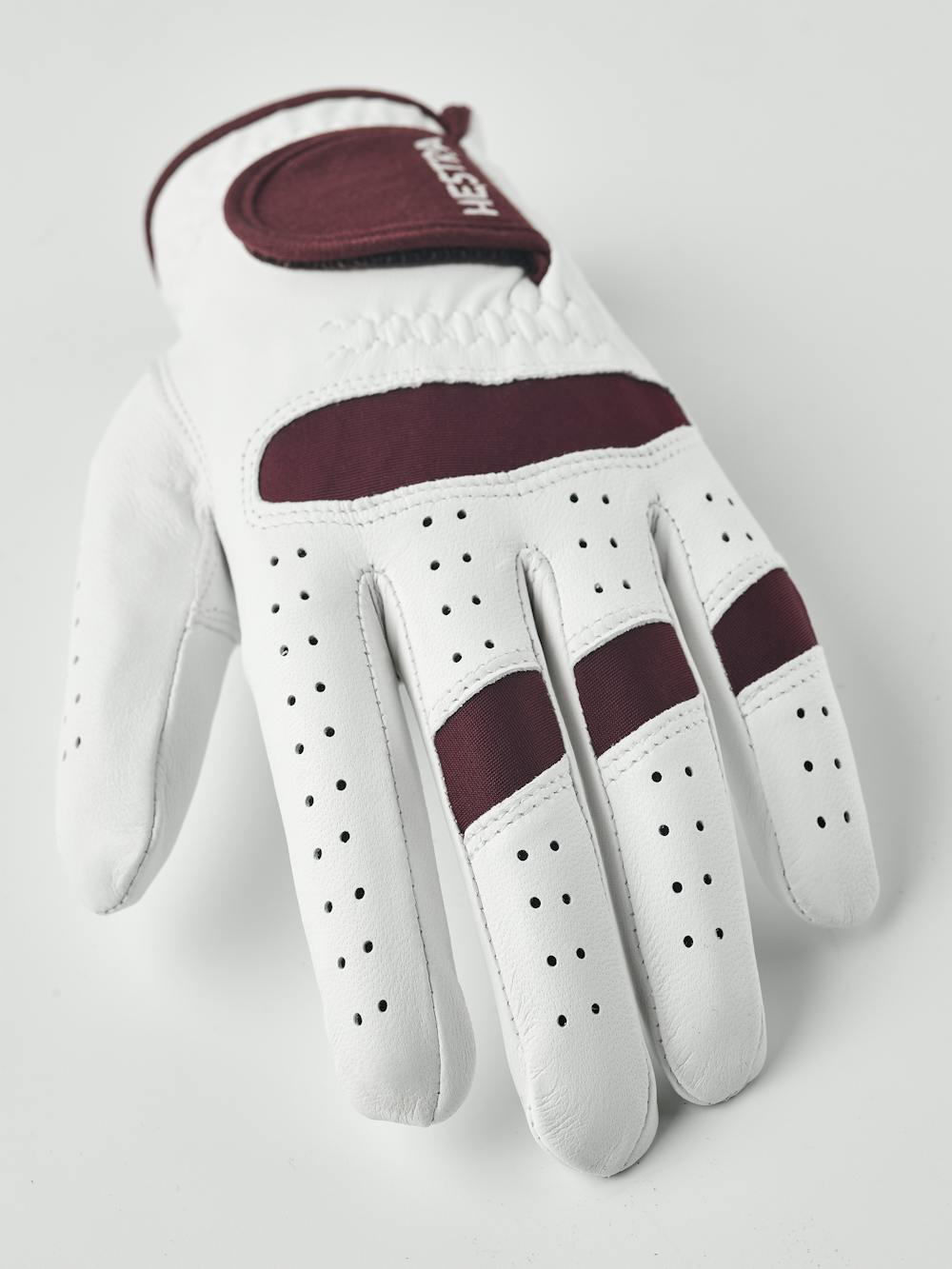 Golf Leather Left 5-finger in the color White & Bordeaux (3 of 4)