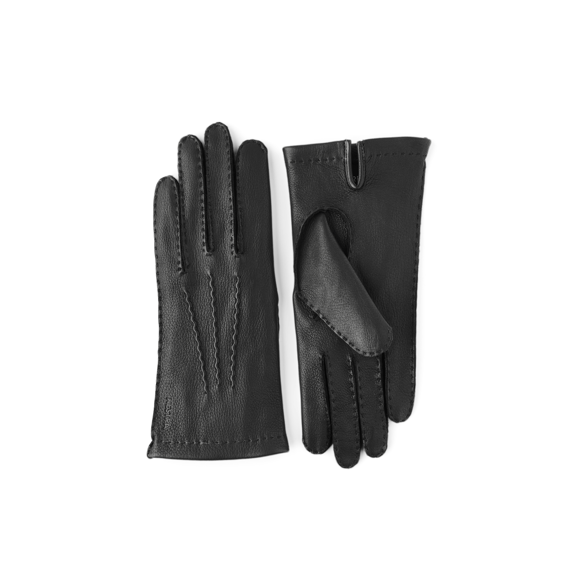 Svart handsydd skinnhandske i hjortskinn
(1 av 5)