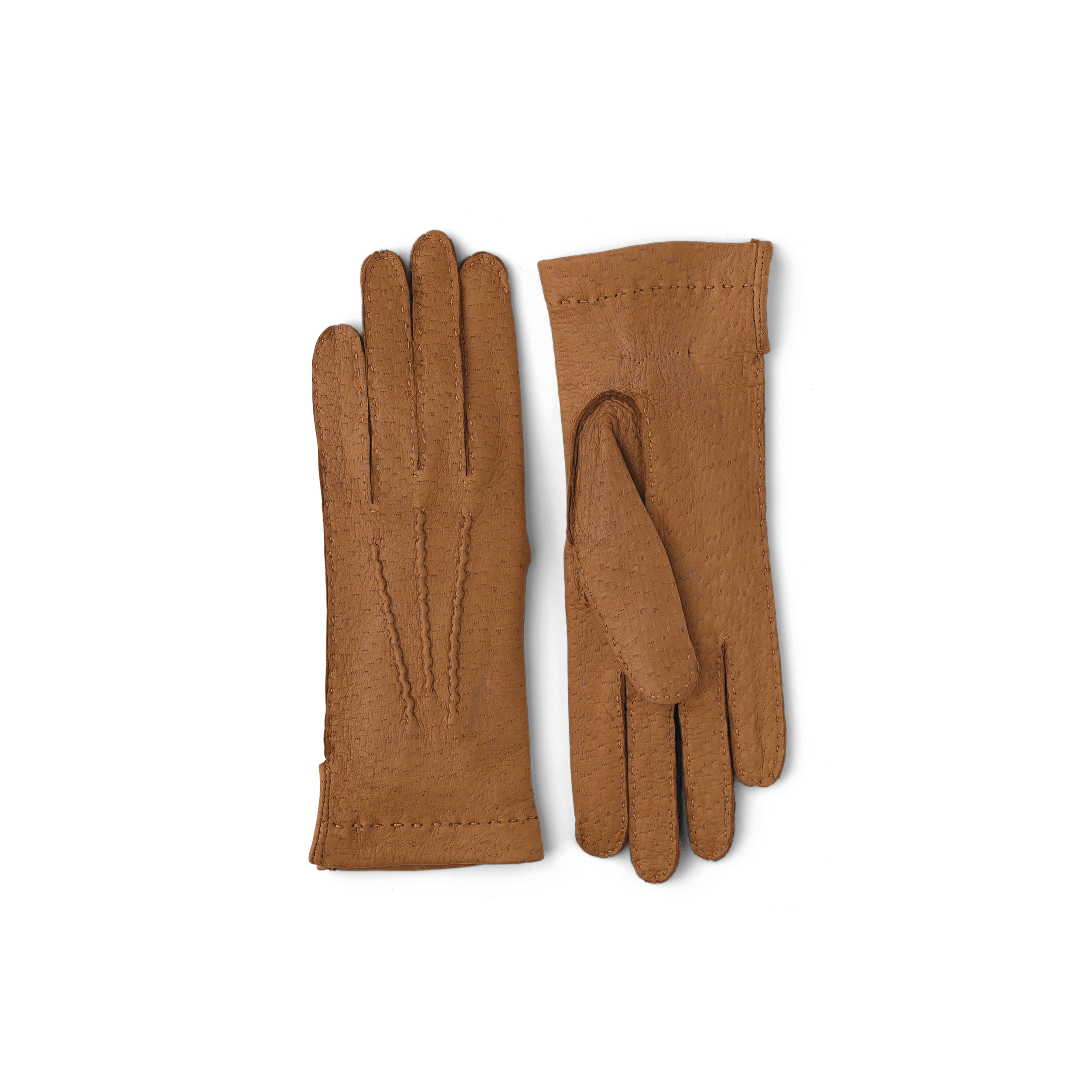 Hellbrauner handgenähter Lederhandschuh aus Peccaryleder
(1 oder 4)