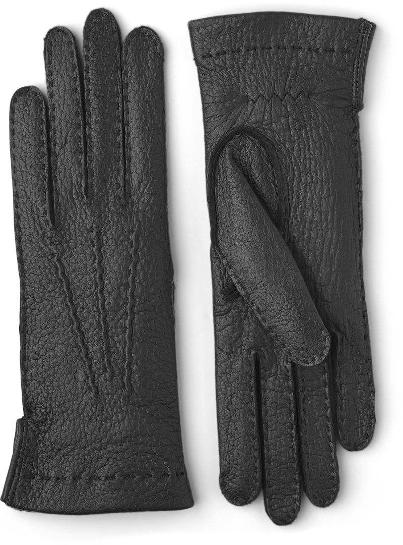 Black hand-sewn glove in peccary leather (1 of 4)