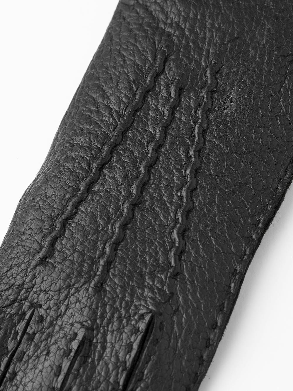 Schwarzer handgenähter Lederhandschuh aus Peccaryleder
 (2 oder 4)