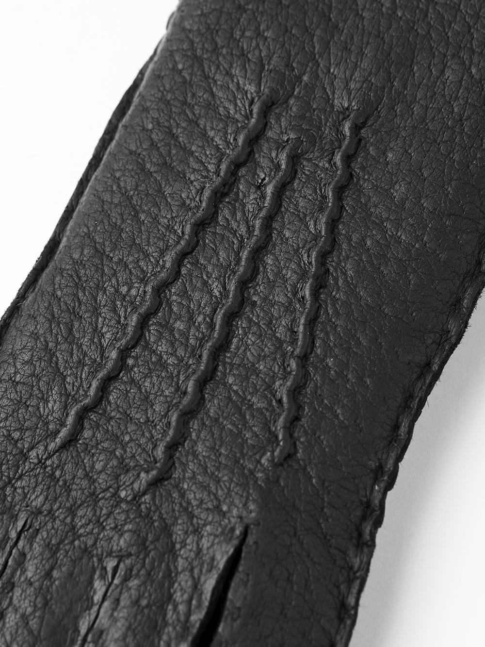 Schwarzer handgenähter Lederhandschuh aus Peccaryleder
 (2 oder 3)