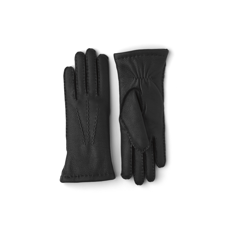 Schwarzer handgenähter Lederhandschuh aus Hirschleder
(1 oder 4)