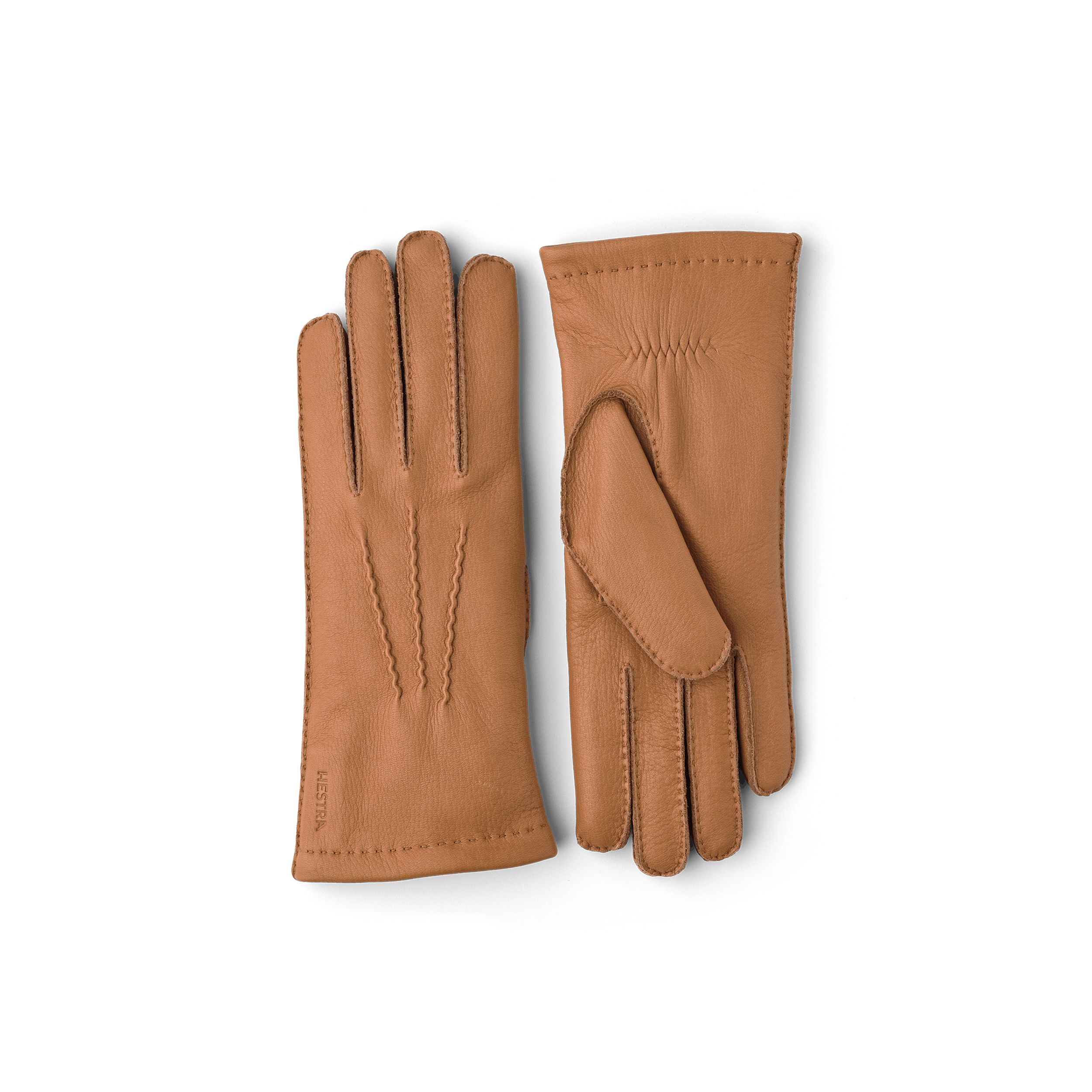 Light brown handsewn leather glove in deerskin
 (1 of 2)