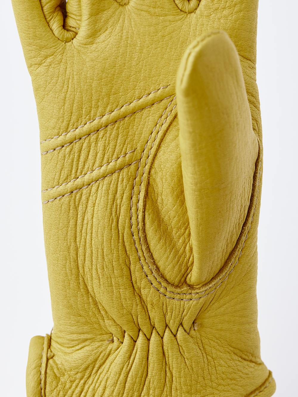 Gelber maschinengenähter Lederhandschuh aus Hirschleder
(5 oder 6)