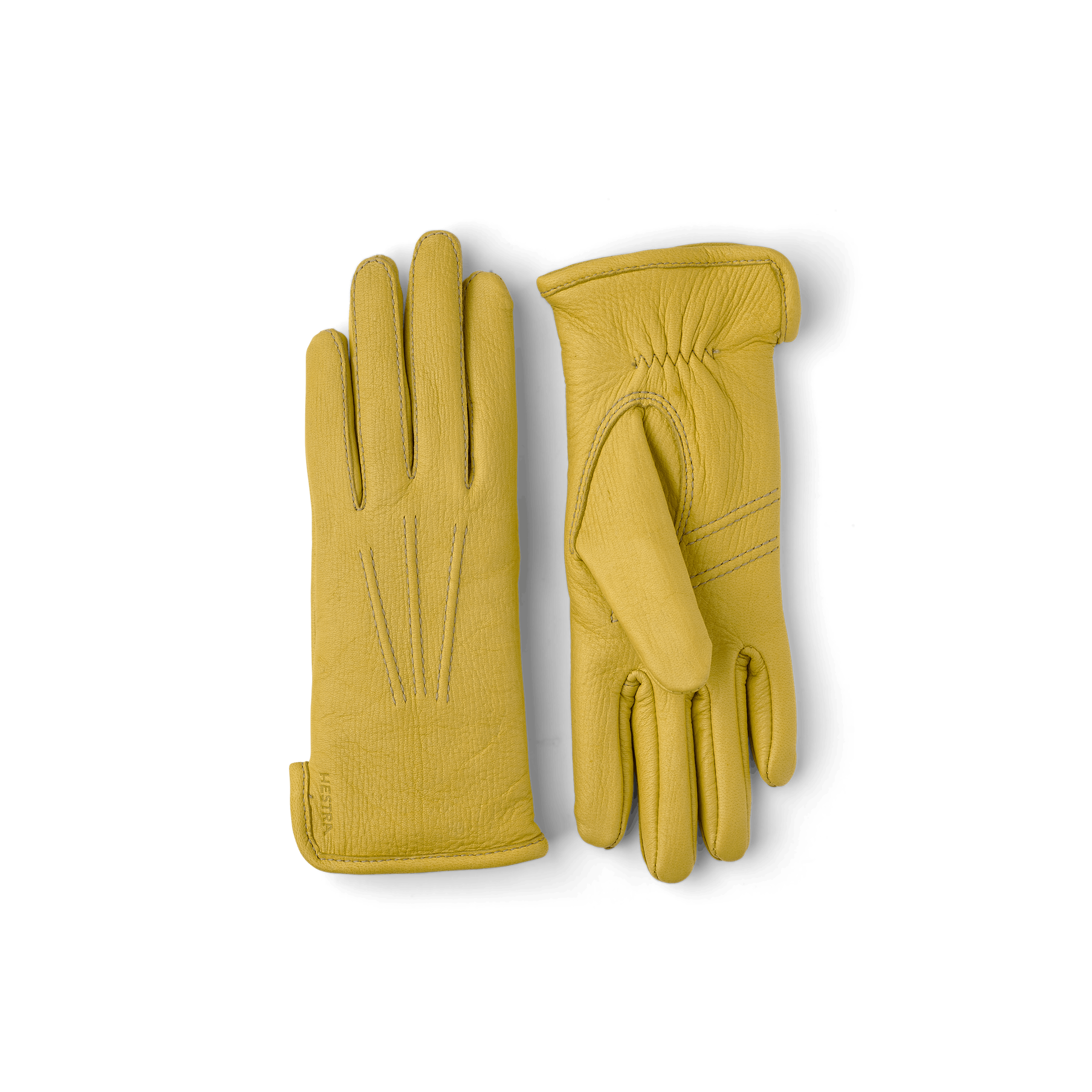 Gelber maschinengenähter Lederhandschuh aus Hirschleder
 (1 oder 6)