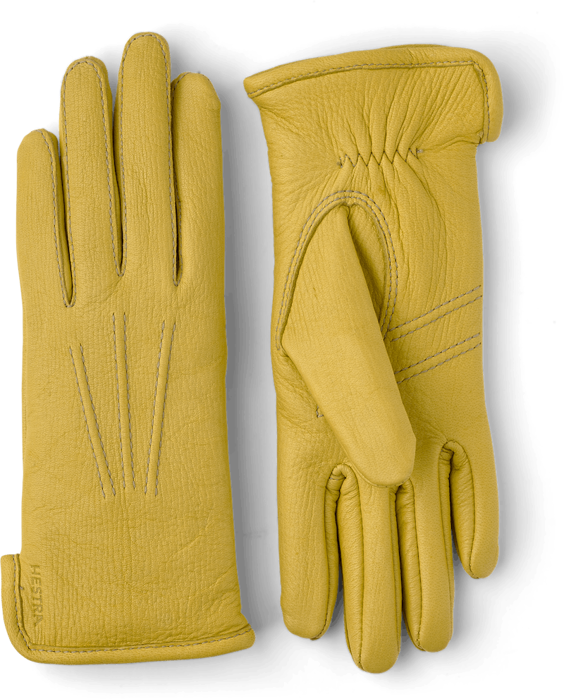 Yellow machine-sewn deerskin glove
 (1 of 6)