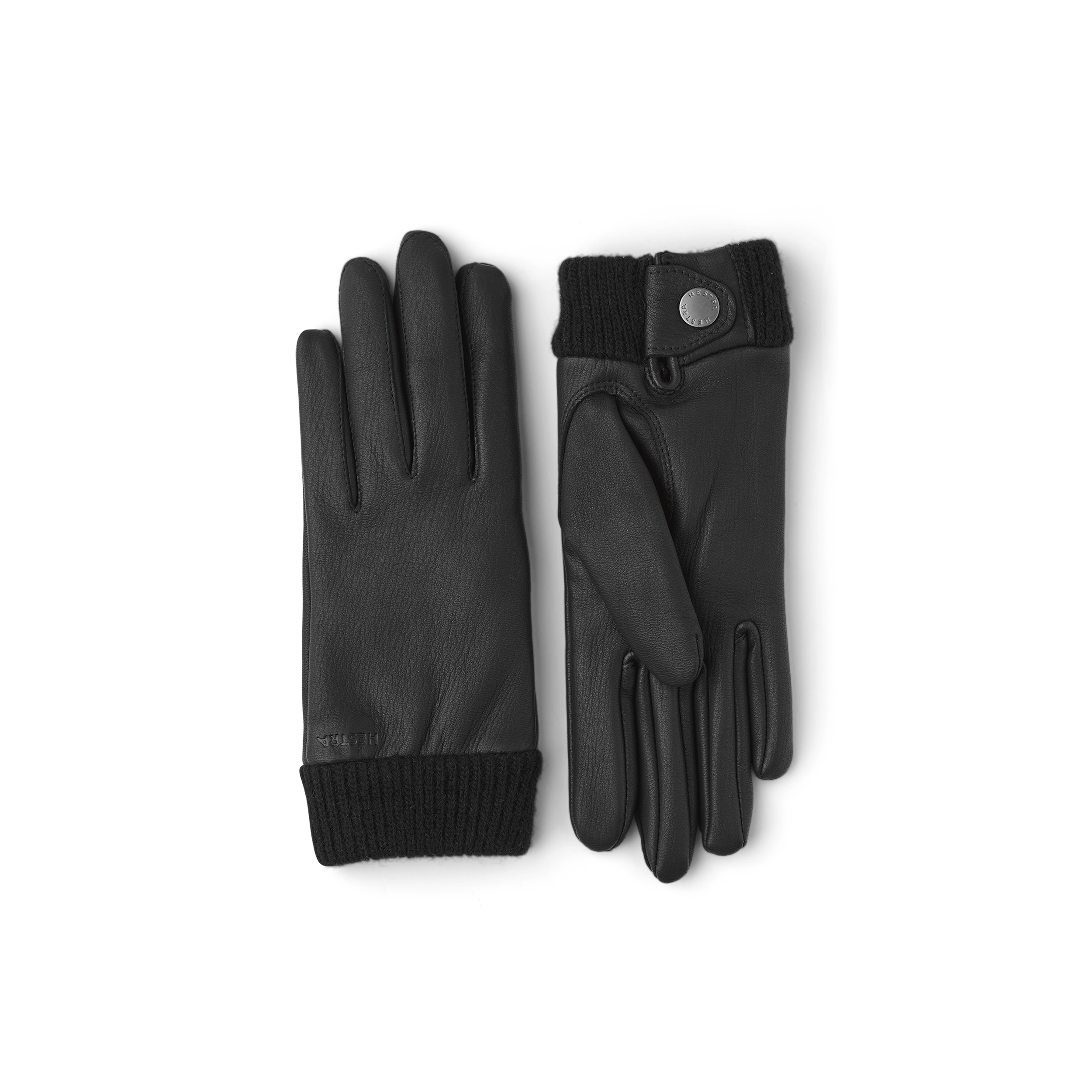 Black deerskin glove with knitted cuff
 (1 of 3)