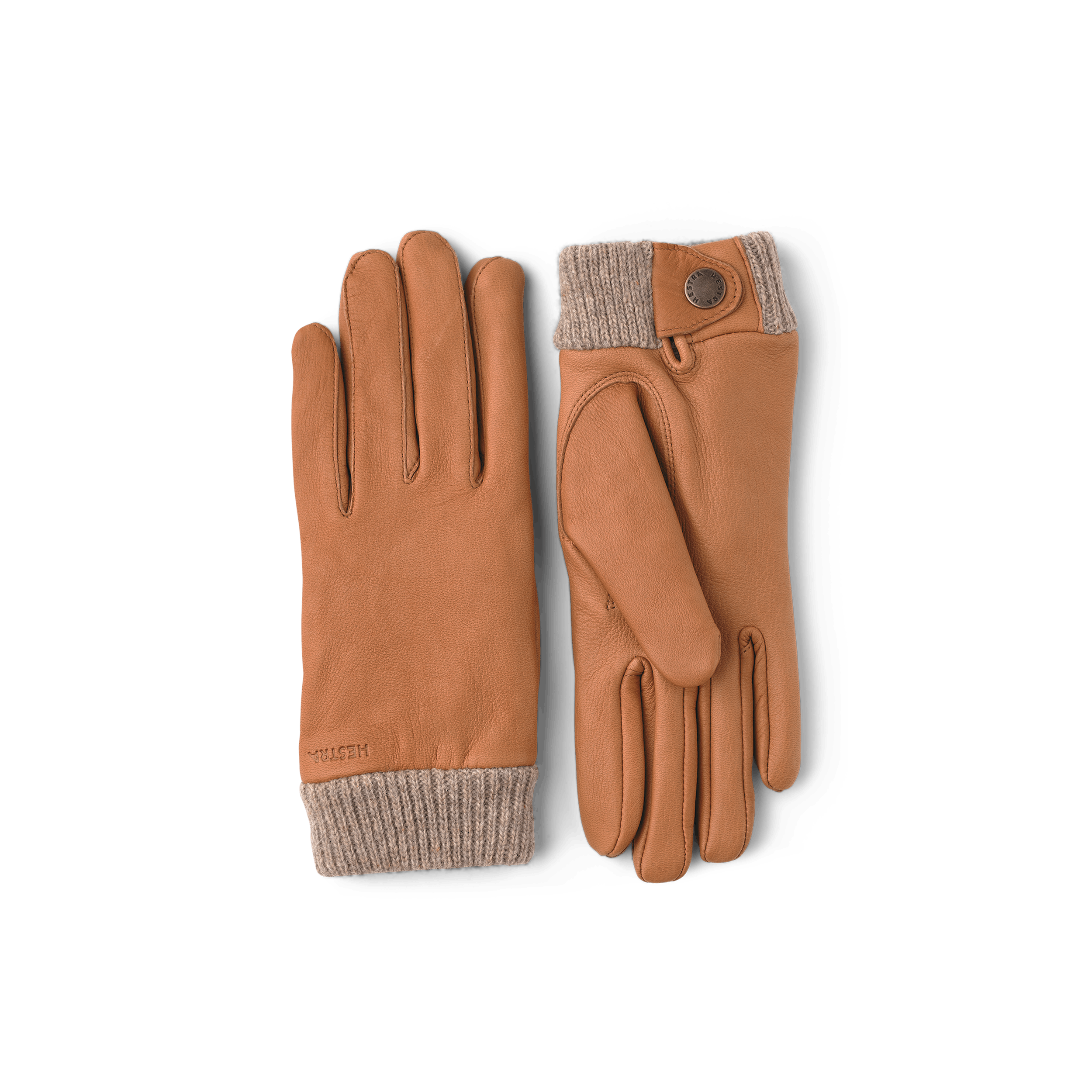 Light brown deerskin glove with knitted cuff
 (1 of 4)