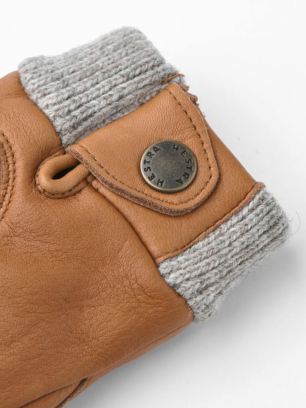 Light brown deerskin mitten with knitted cuff
 (2 of 3)