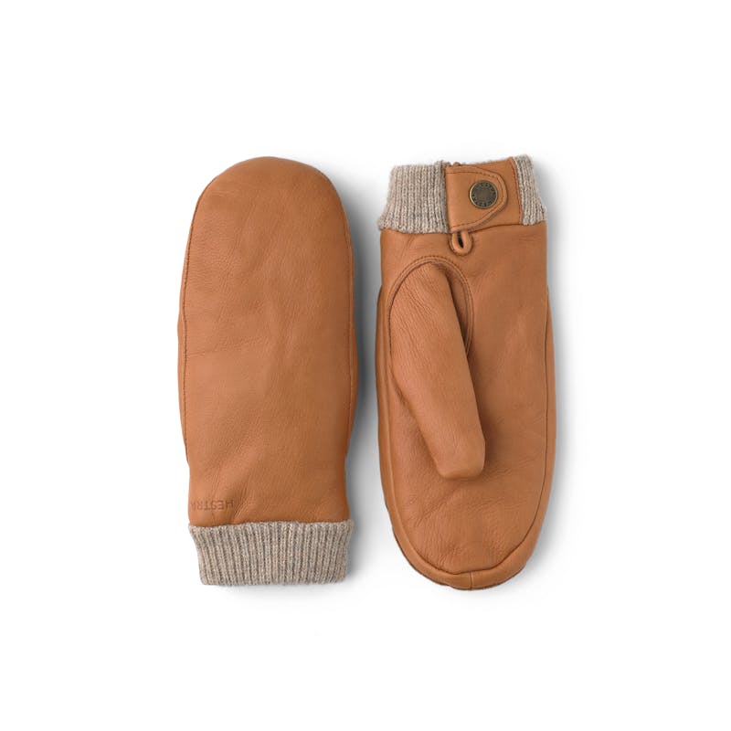 Light brown deerskin mitten with knitted cuff
 (4 of 4)