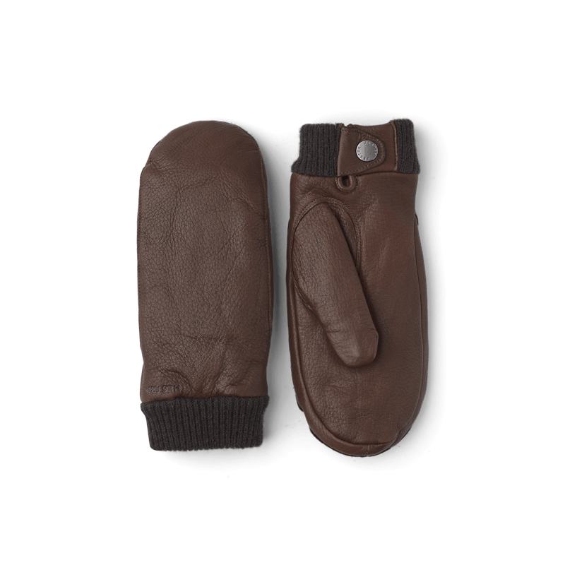 Brauner Fausthandschuh aus Hirschleder mit Strickbündchen
(4 oder 4)