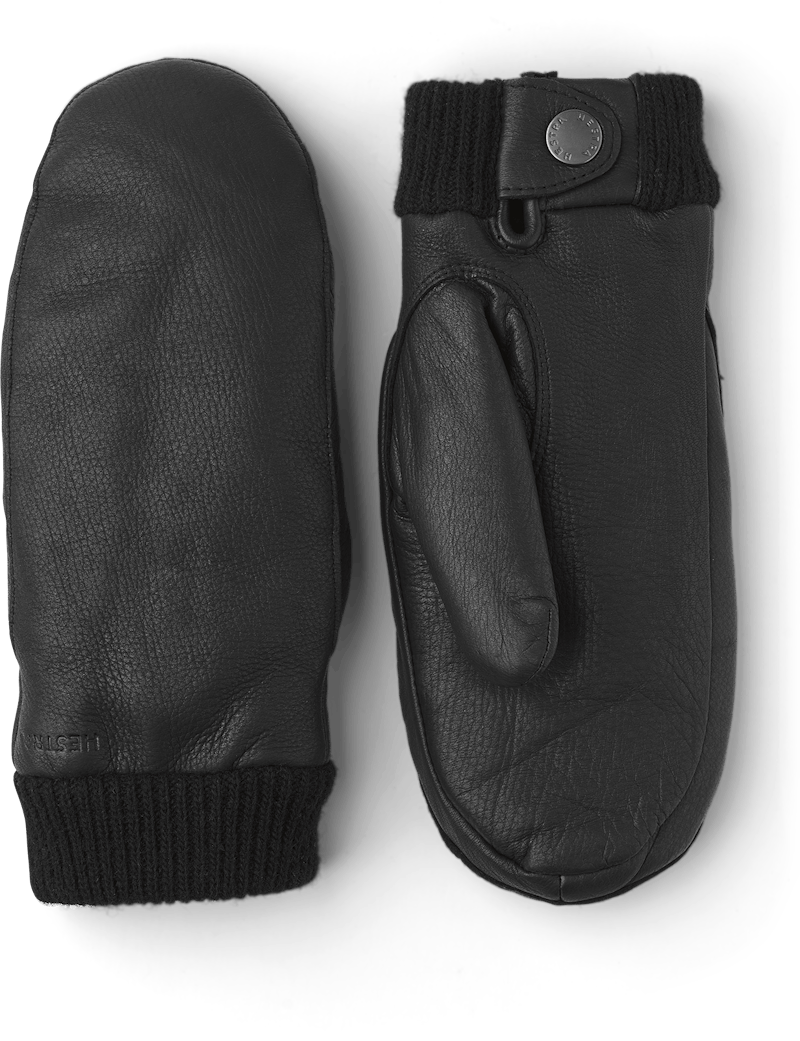 Black deerskin mitten with knitted cuff
 (1 of 3)