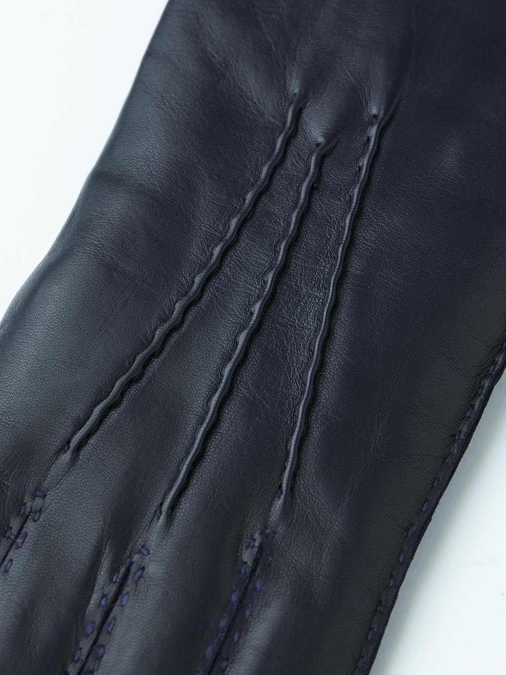 Dunkelblauer handgenähter Lederhandschuh aus Haarschafleder
 (2 oder 3)