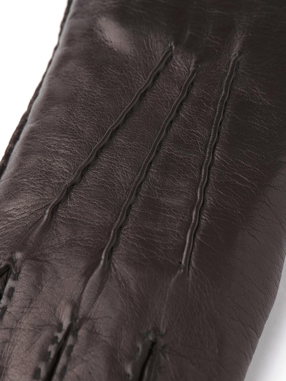 Dunkelbrauner handgenähter Lederhandschuh aus Haarschafleder
(2 oder 4)