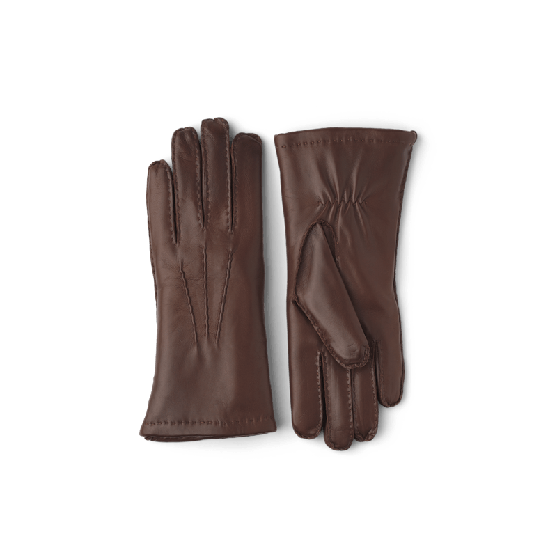 Brauner handgenähter Lederhandschuh aus Haarschafleder
(5 oder 5)