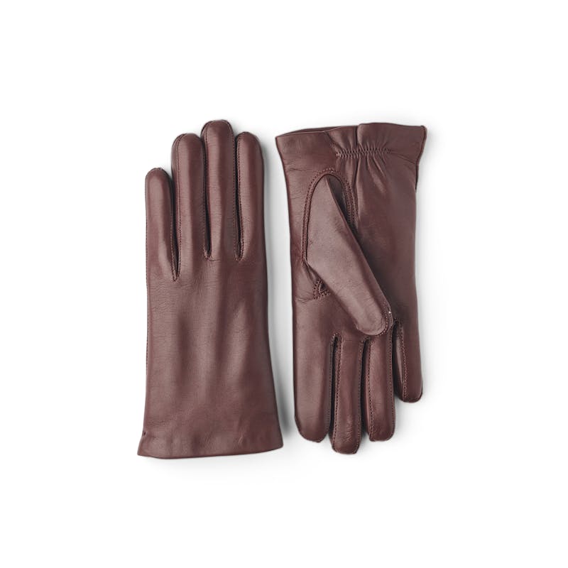 Brun maskinsydd skinnshandske i lammnappa
 (4 av 4)