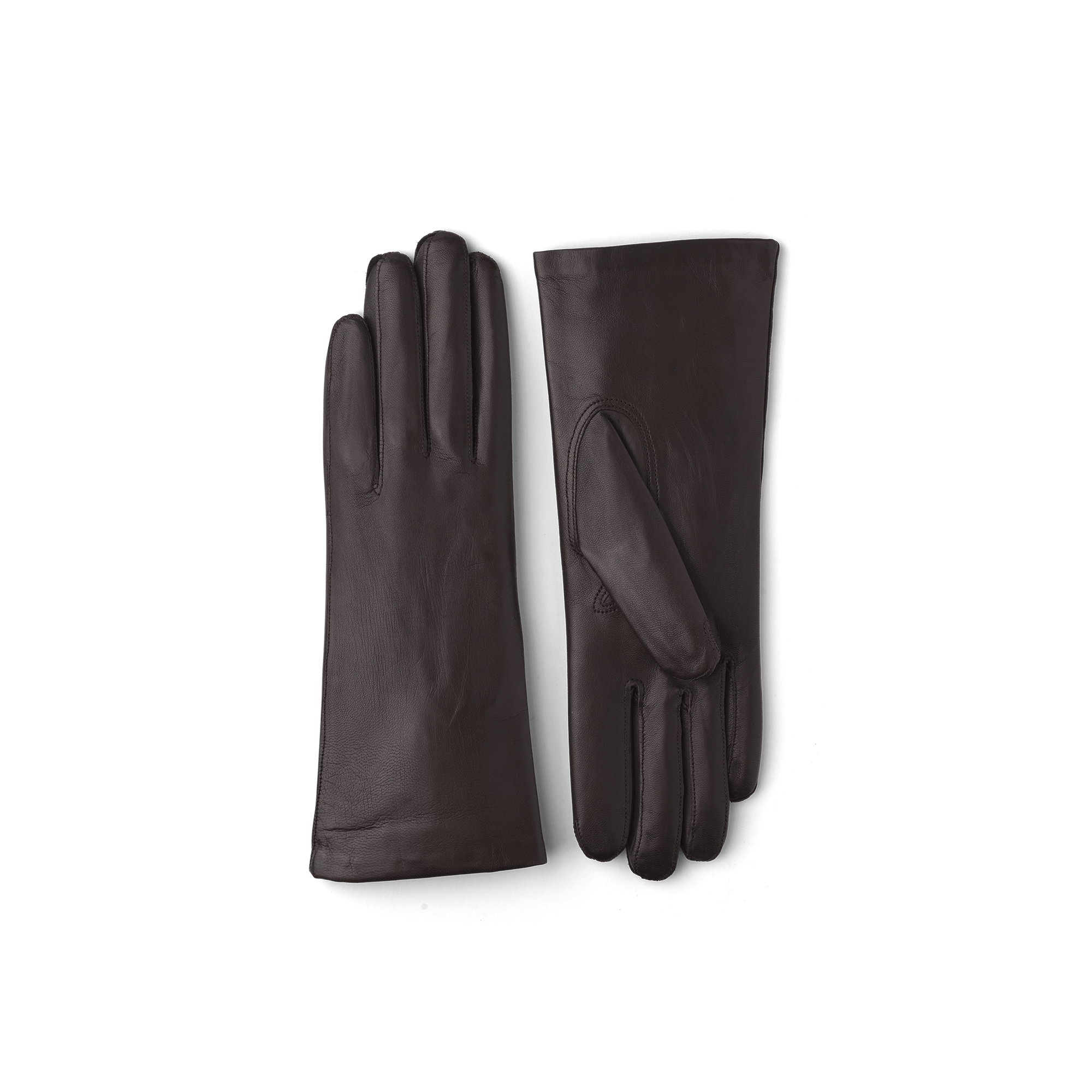 Dark brown machine-sewn hairsheep leather glove
 (1 of 2)