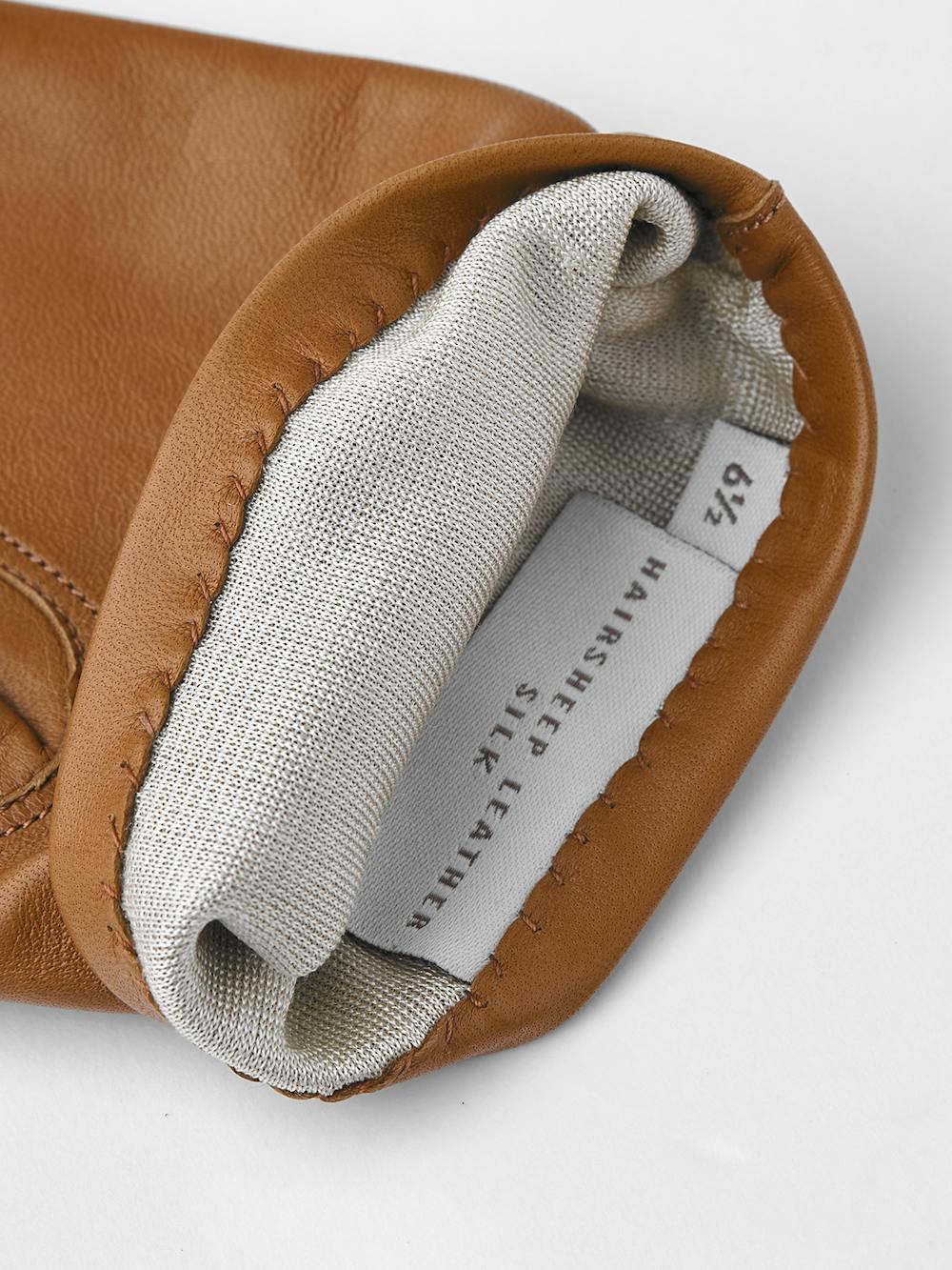 Light brownish-yellow machine-sewn hairsheep leather glove
 (2 of 2)