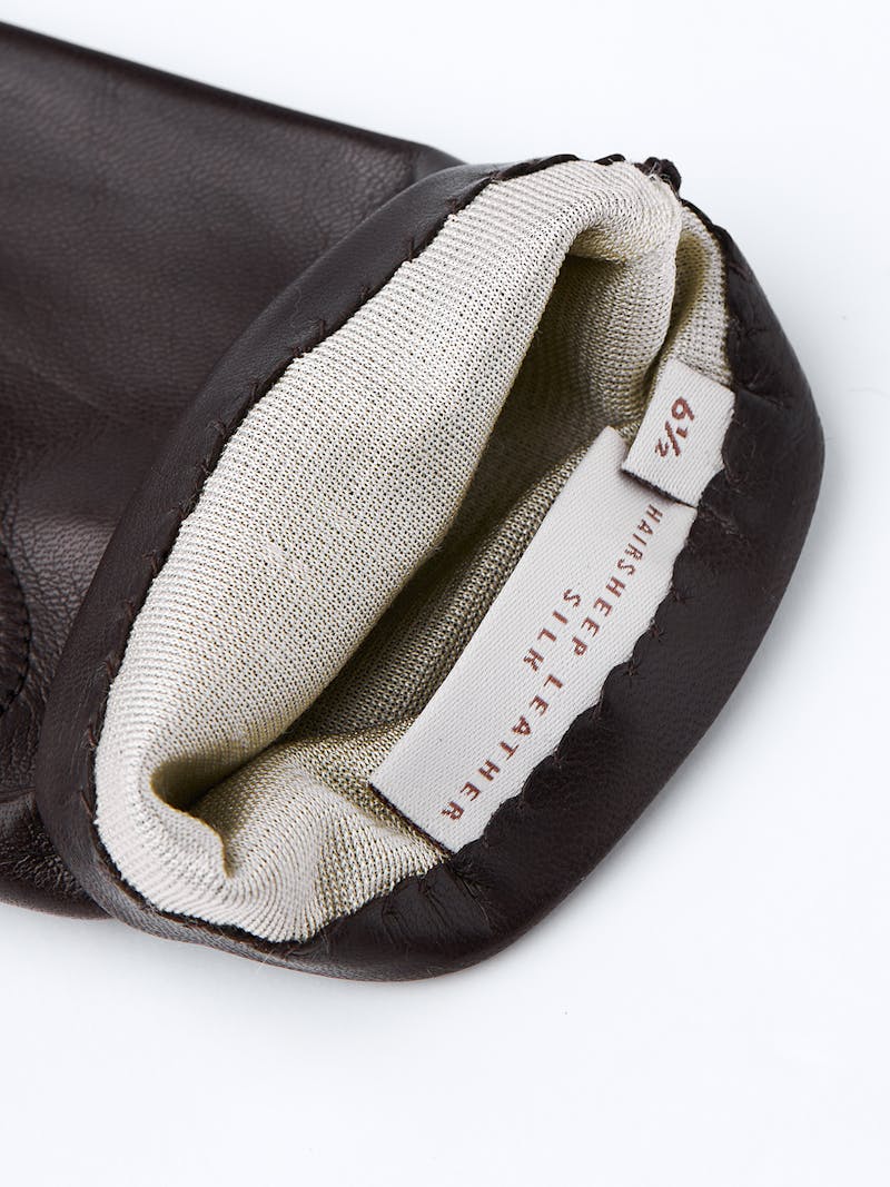 Dark brown machine-sewn hairsheep leather glove
 (2 of 2)