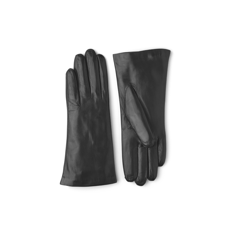 Schwarzer maschinengenähter Lederhandschuh aus Haarschafleder
(3 oder 3)