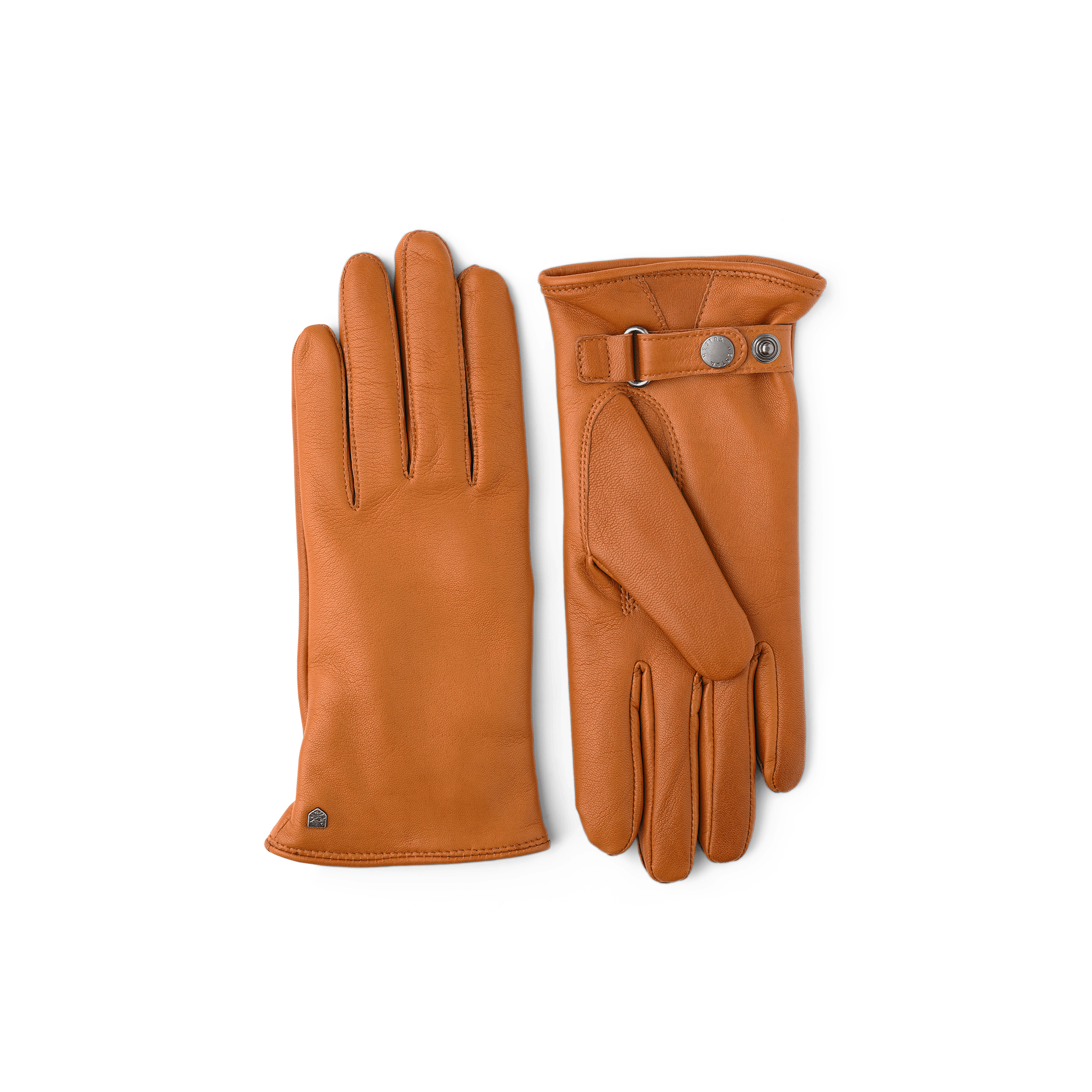 Light brownish-yellow machine-sewn hairsheep leather glove with leather strap
(1 of 3)