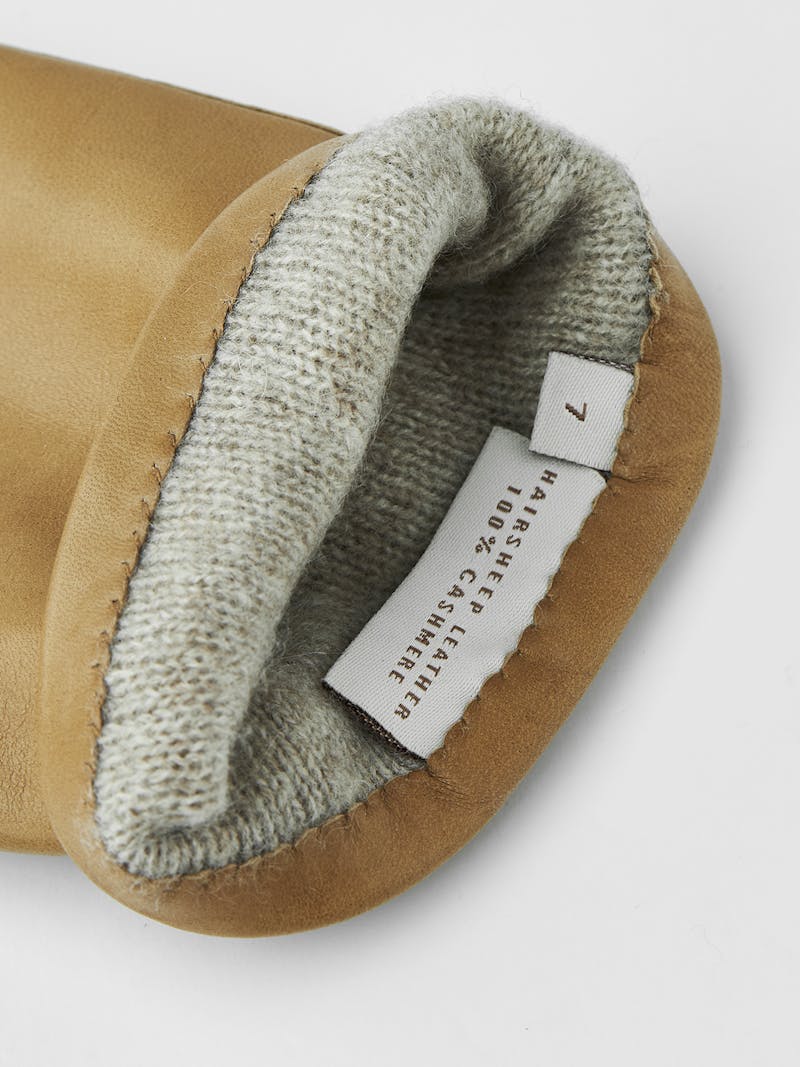Dark beige machine-sewn hairsheep leather glove
 (2 of 2)