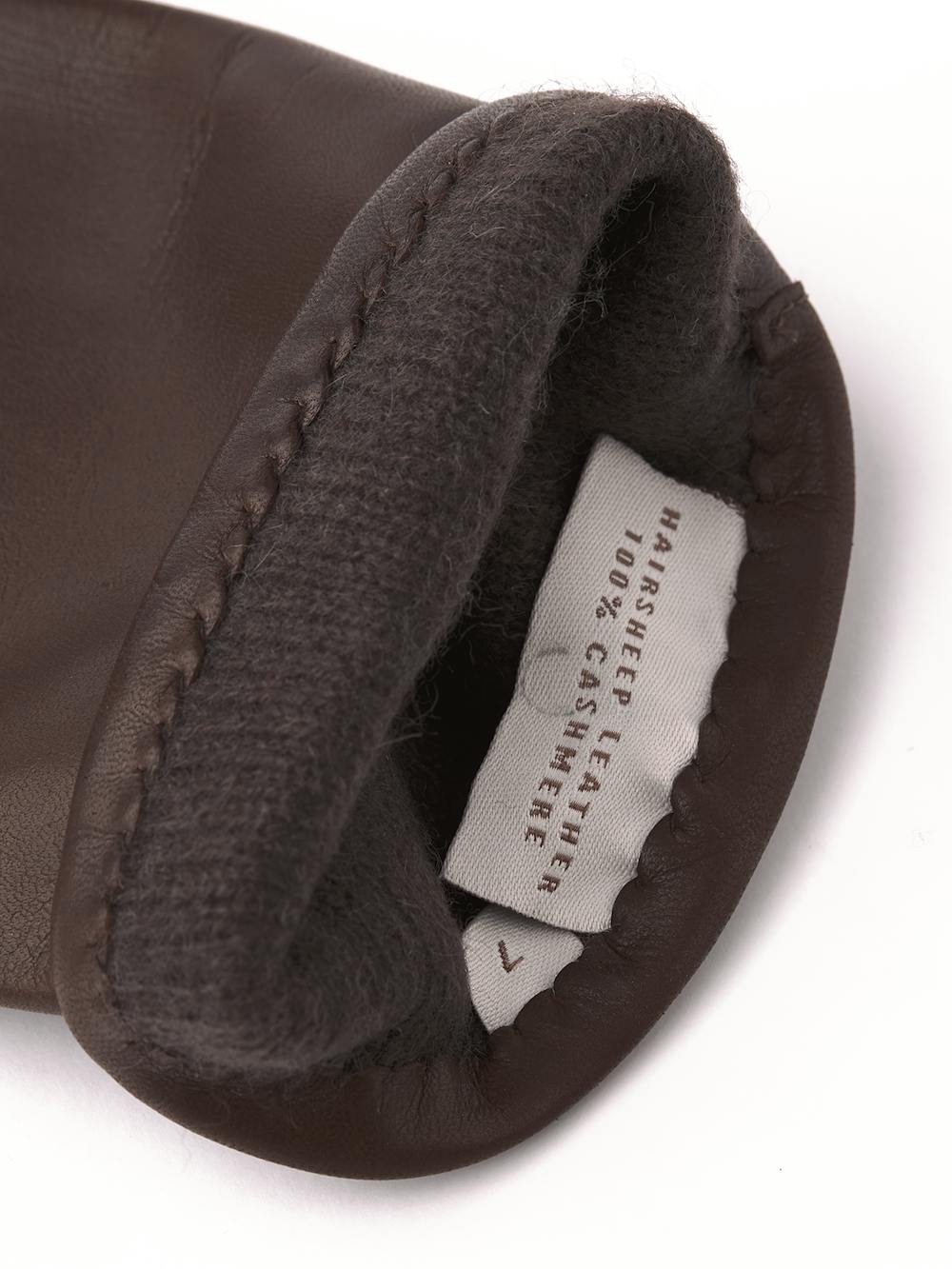 Brauner maschinengenähter Lederhandschuh aus Haarschafleder
(2 oder 2)