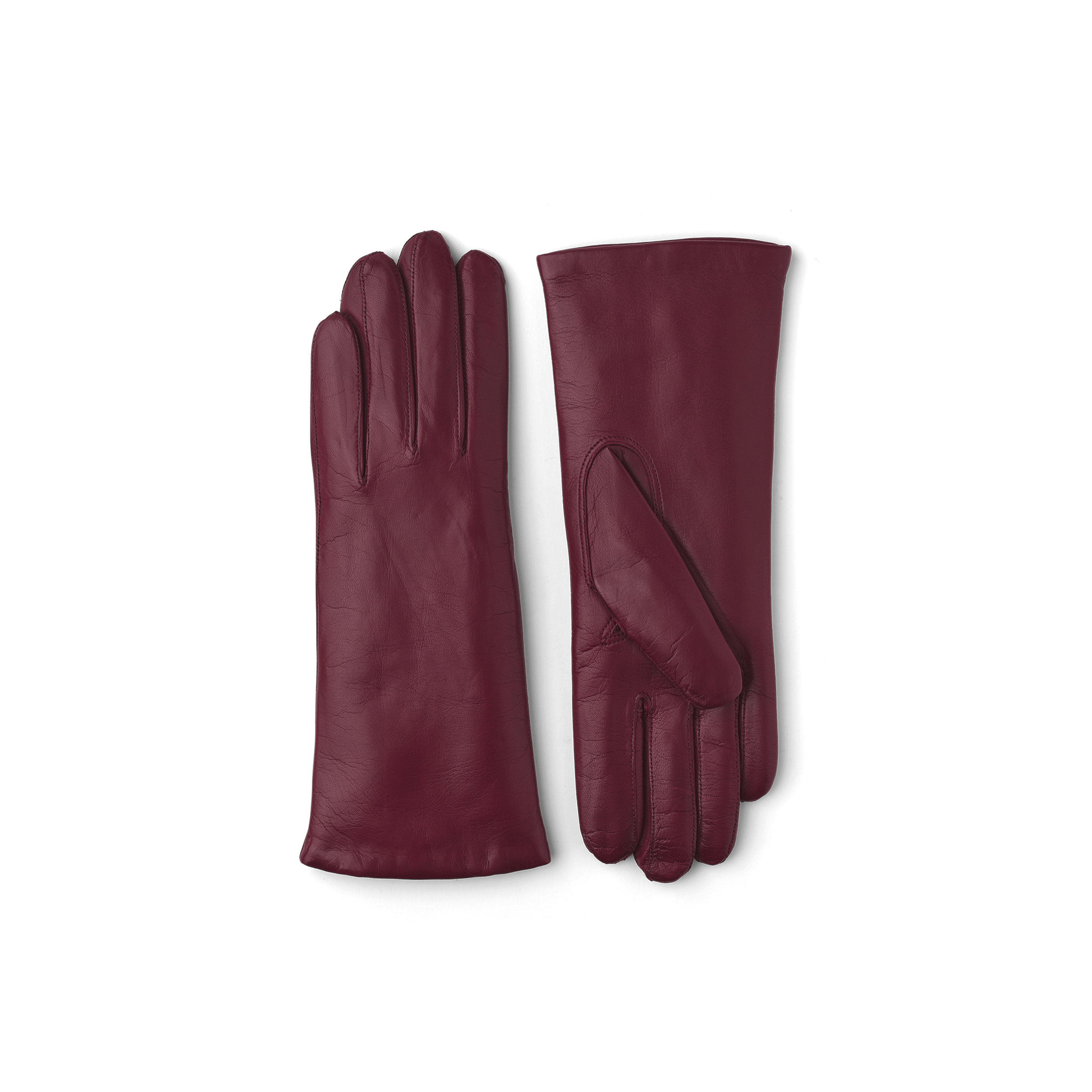 Dark red machine-sewn hairsheep leather glove
 (1 of 2)