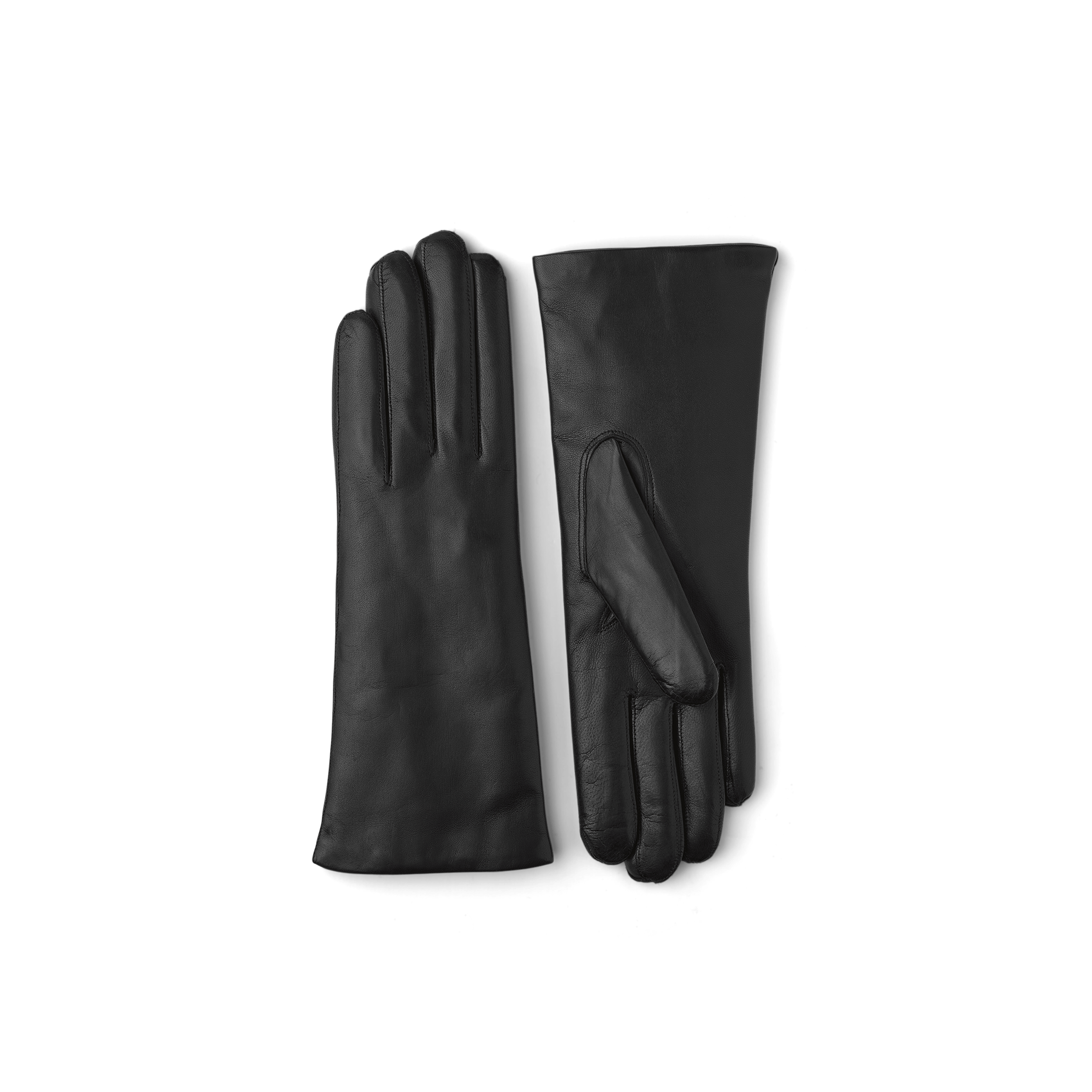 Schwarzer maschinengenähter Lederhandschuh aus Haarschafleder
(1 oder 2)