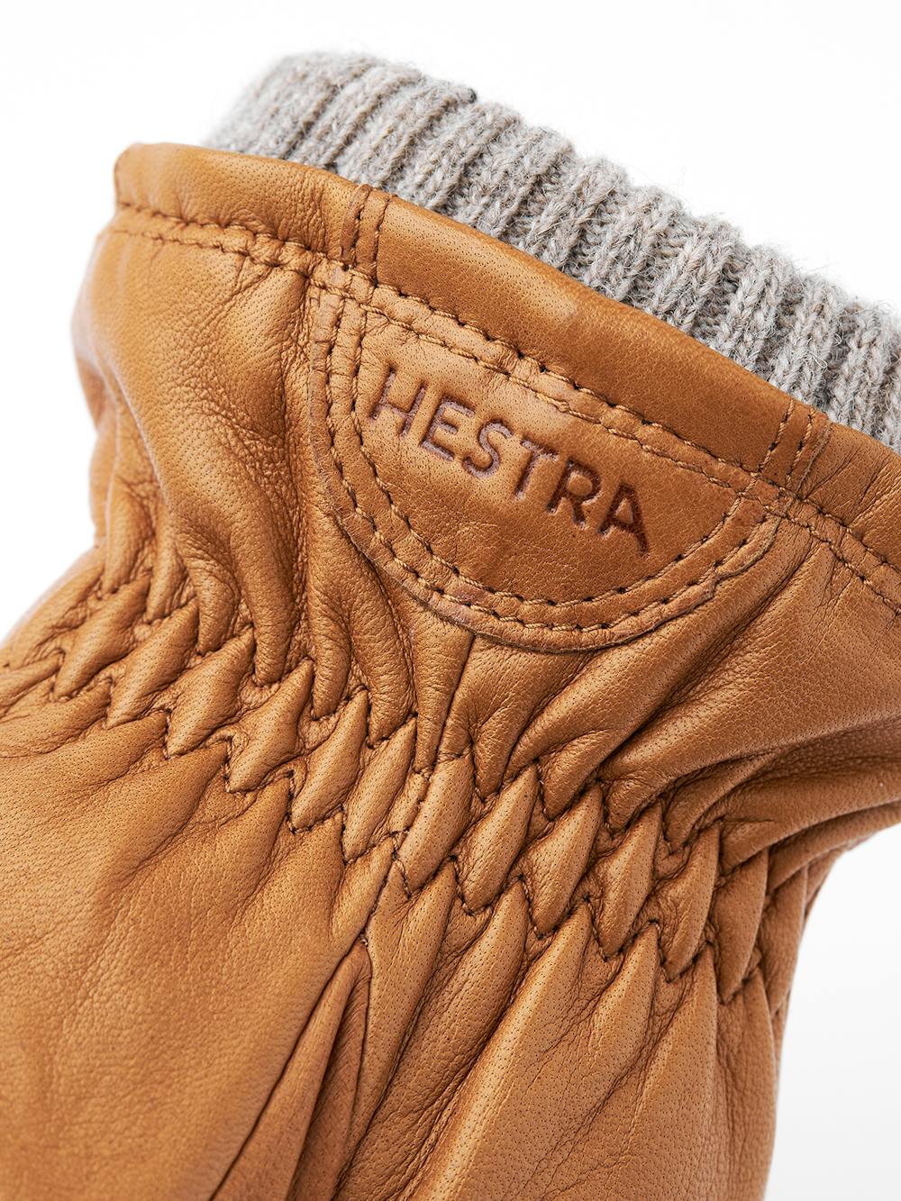 Light brownish-yellow hairsheep leather mitten with short knitted cuff
 (2 of 4)