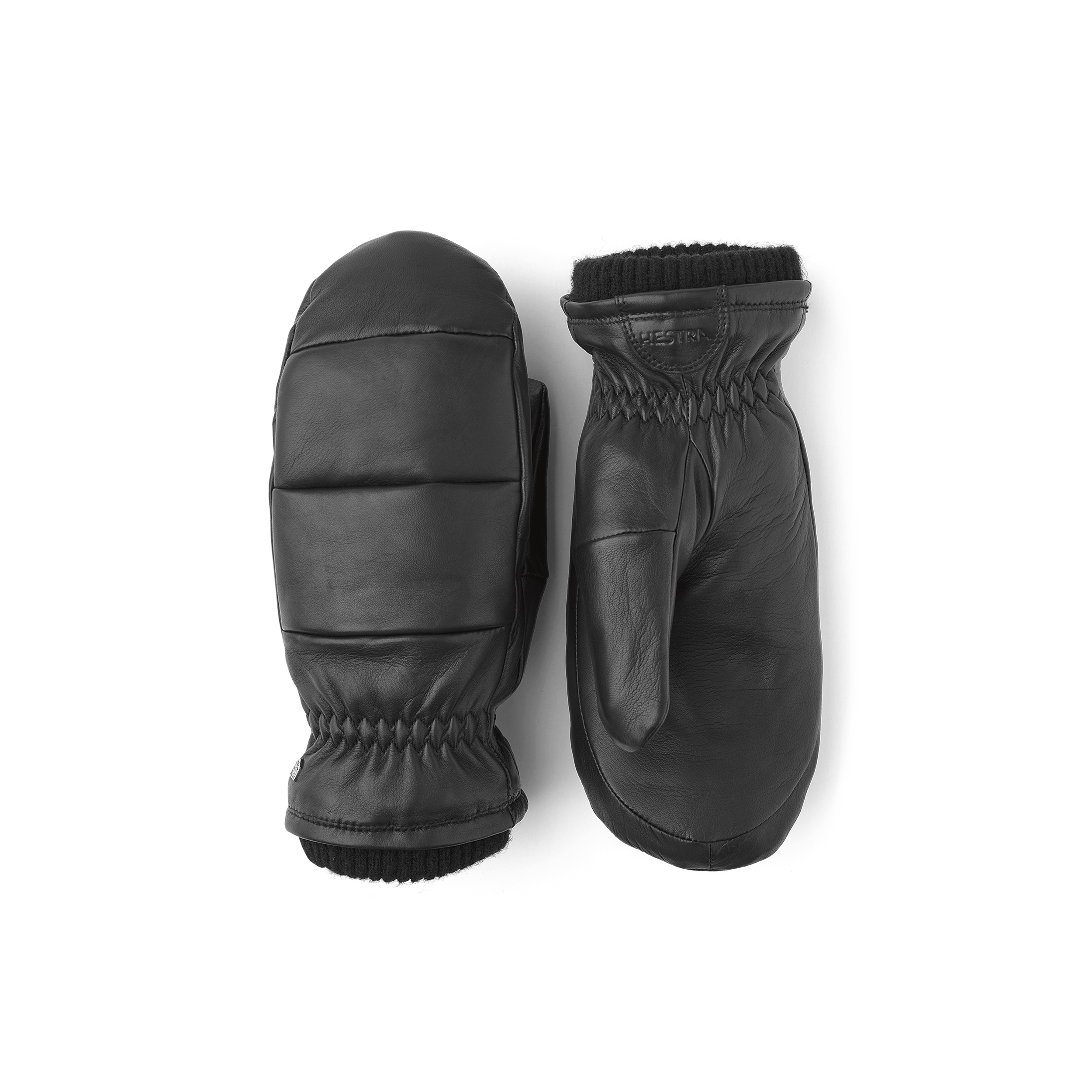 Black hairsheep leather mitten with short knitted cuff
 (1 of 4)