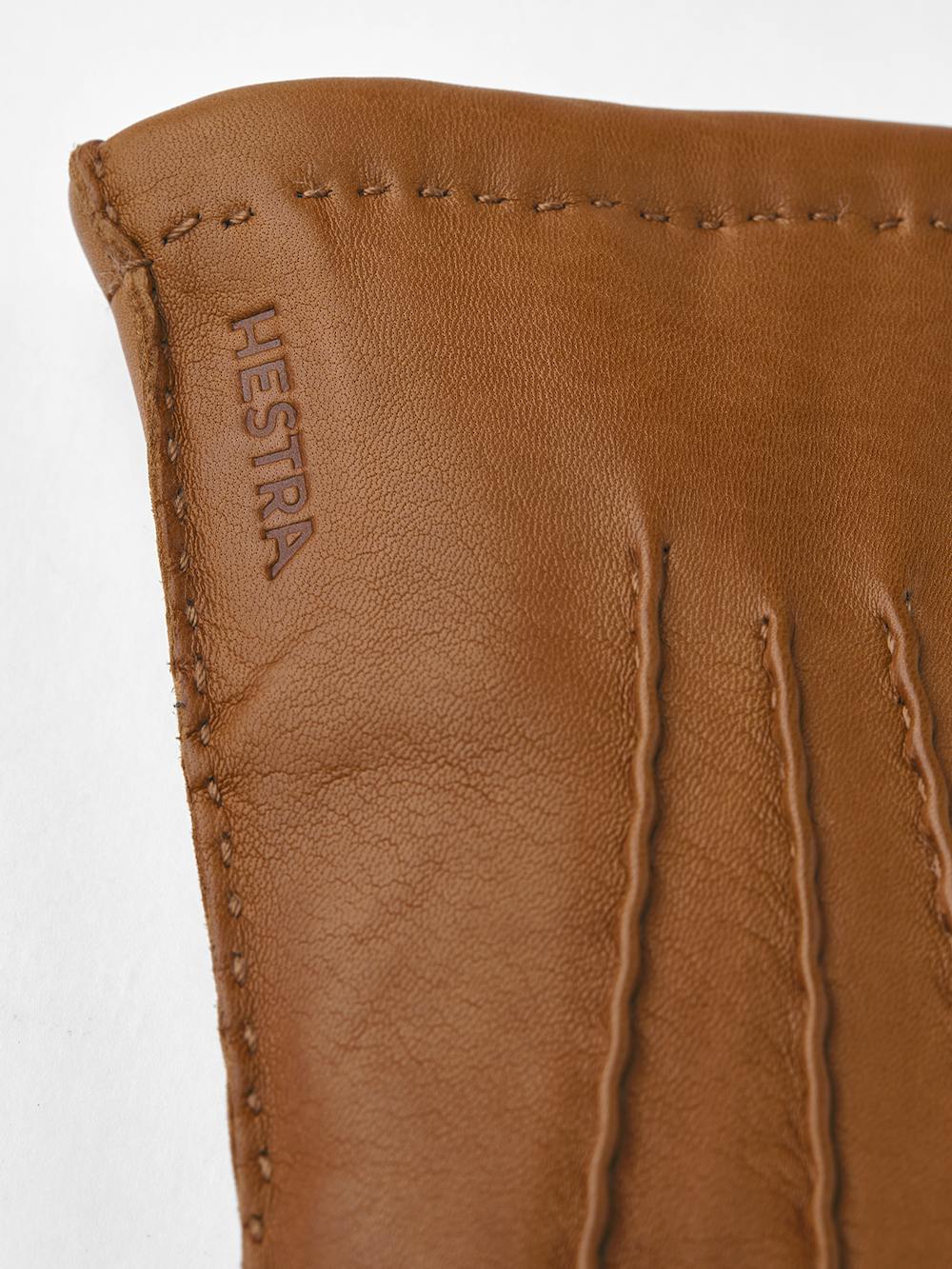 Goldbrauner handgenähter Lederhandschuh aus Haarschafleder
 (2 oder 5)