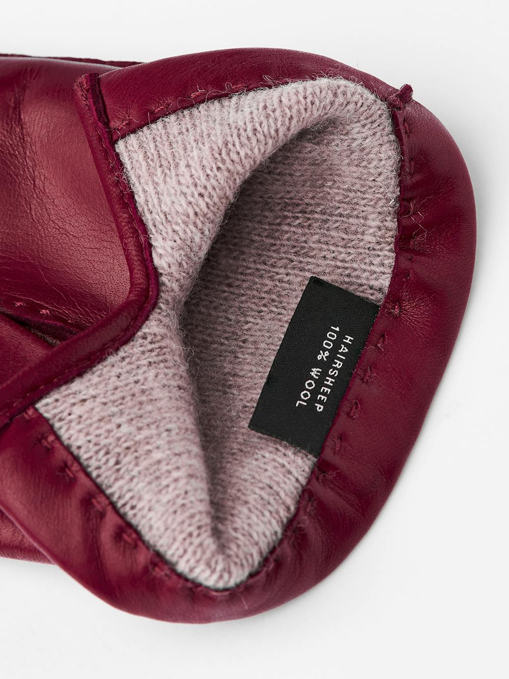 Dark red hand-sewn hairsheep leather glove
 (5 of 5)