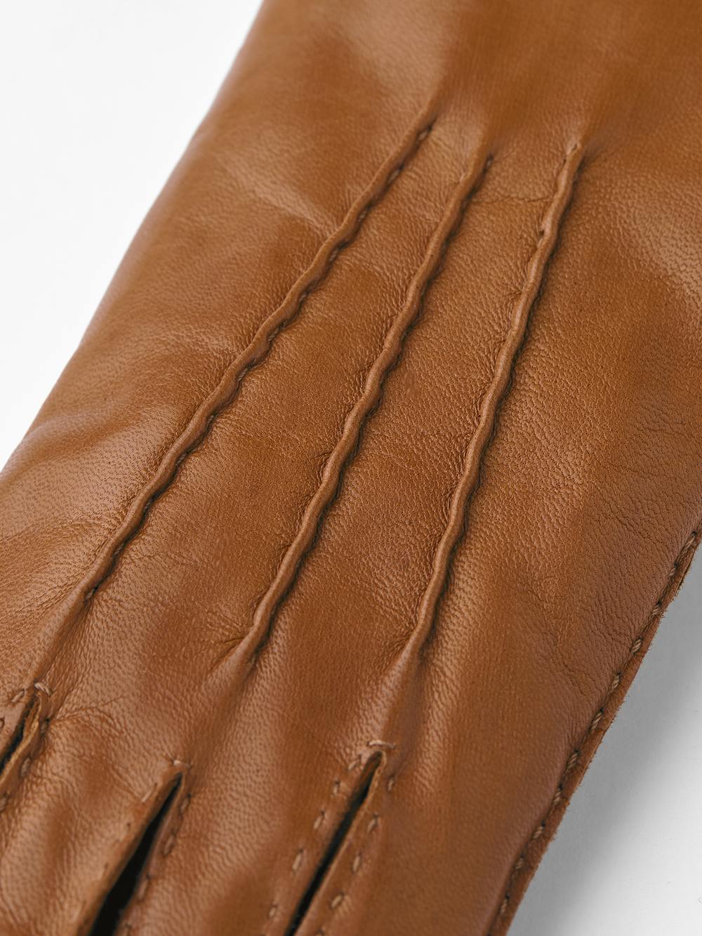 Goldbrauner handgenähter Lederhandschuh aus Haarschafleder
 (3 oder 5)