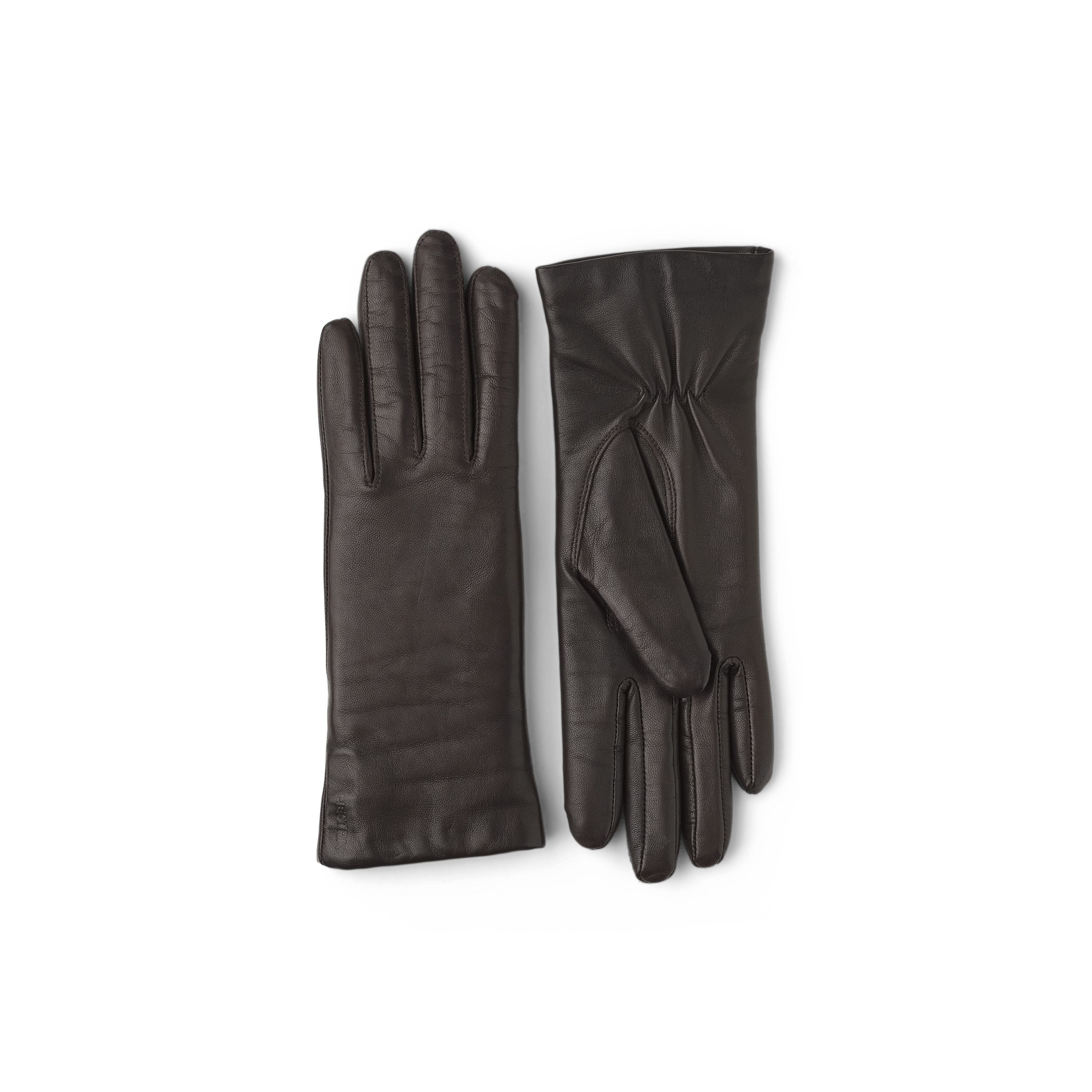Dark brown machine-sewn hairsheep leather glove
 (1 of 3)