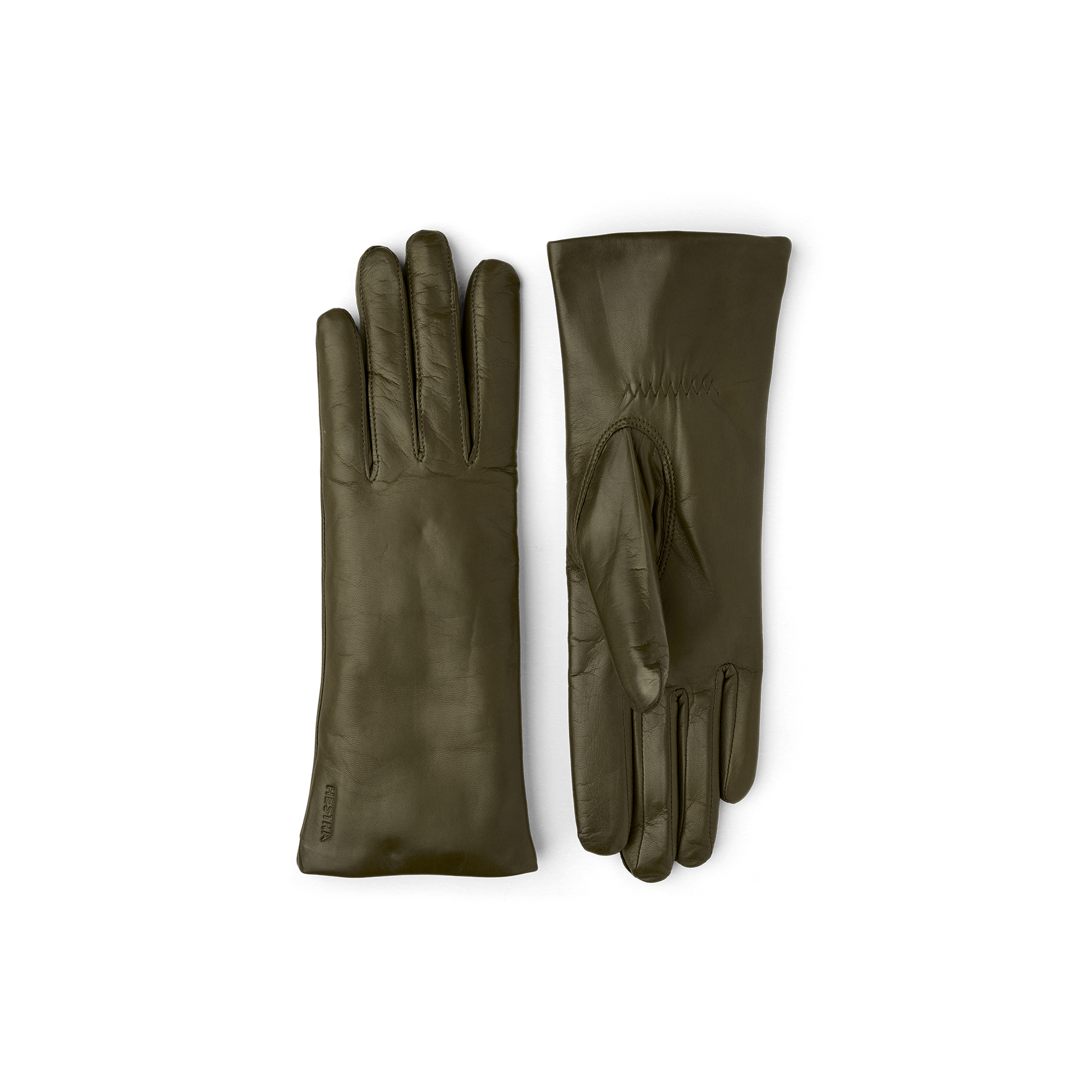 Moss green machine-sewn hairsheep leather glove
(1 of 3)