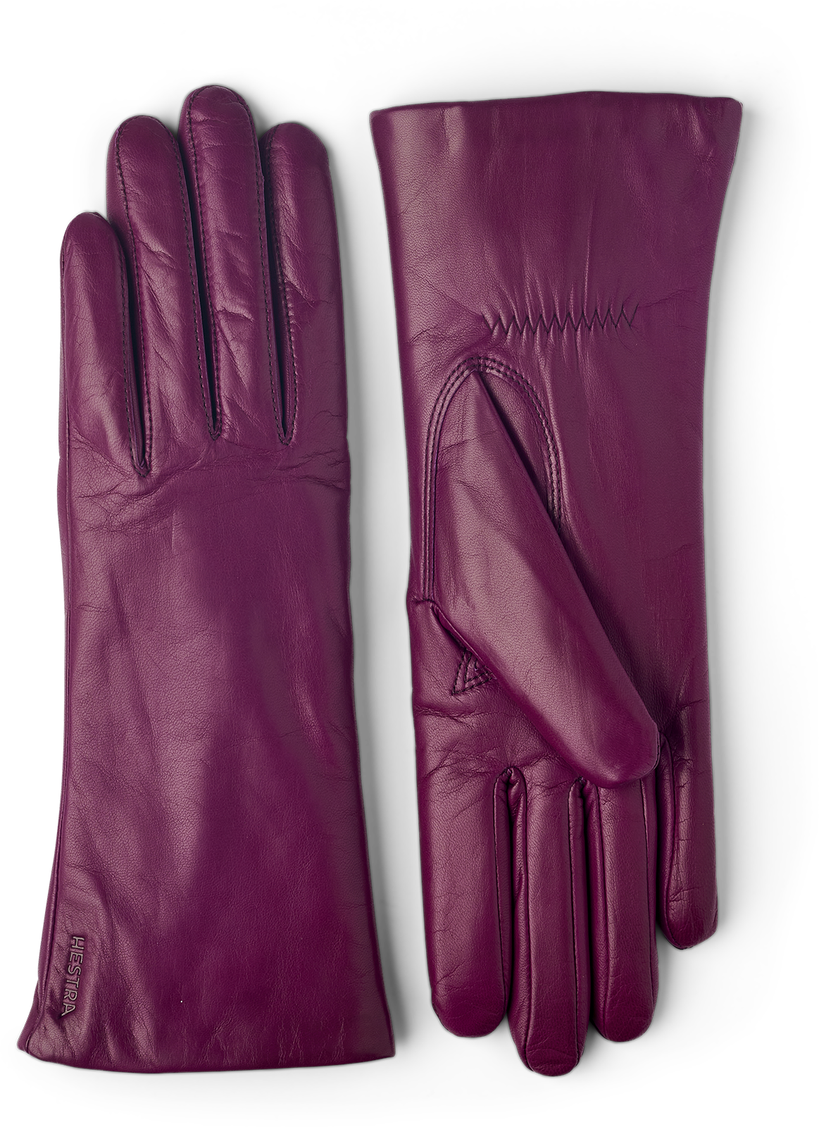 Purple leather shop gloves